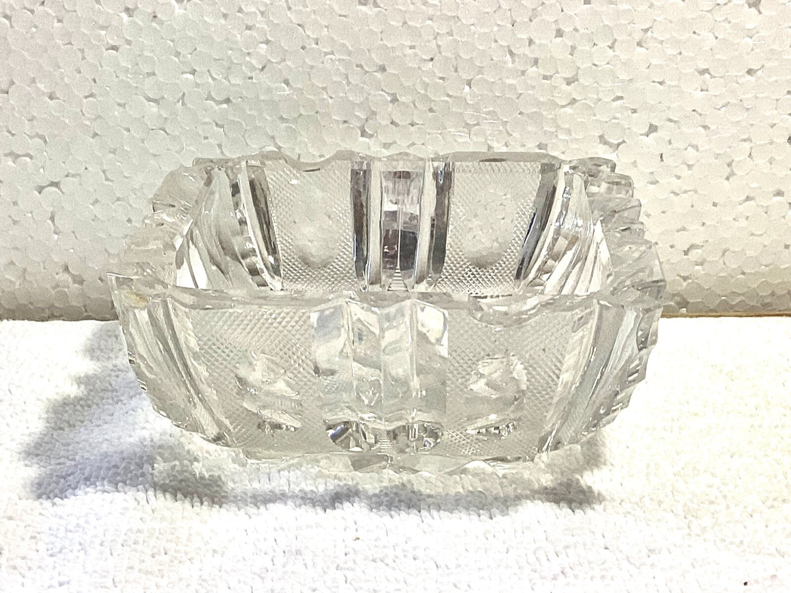 Violetta Thick Hand Cut Glass Square Dish 8”