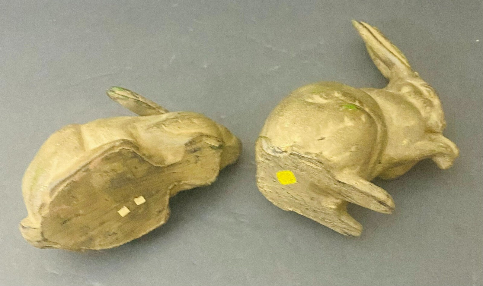 Set of 2 OMC Japan Golden Bronzé Small Decorative Display Rabbits Figurine