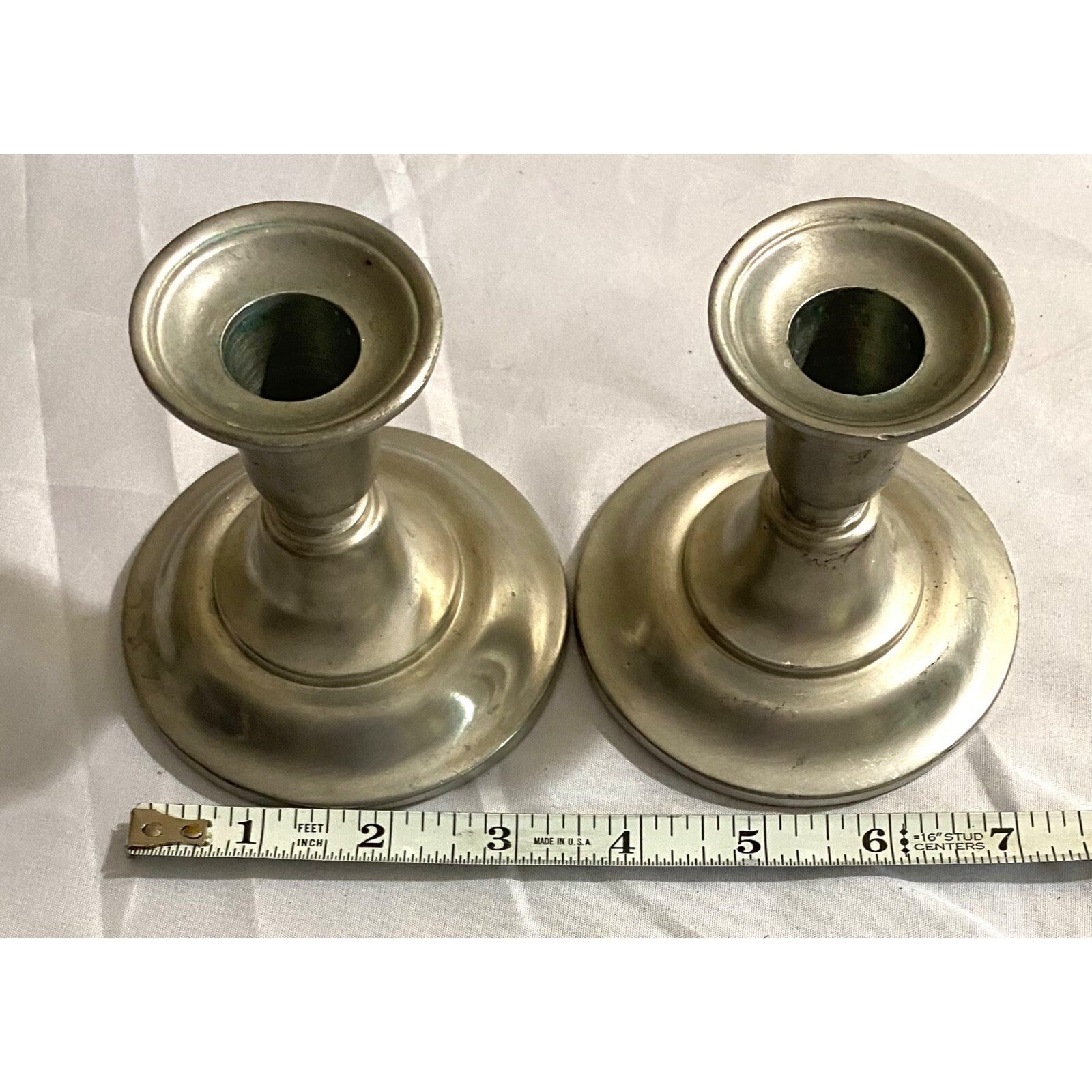 Pair of pewter Short Candle Holder