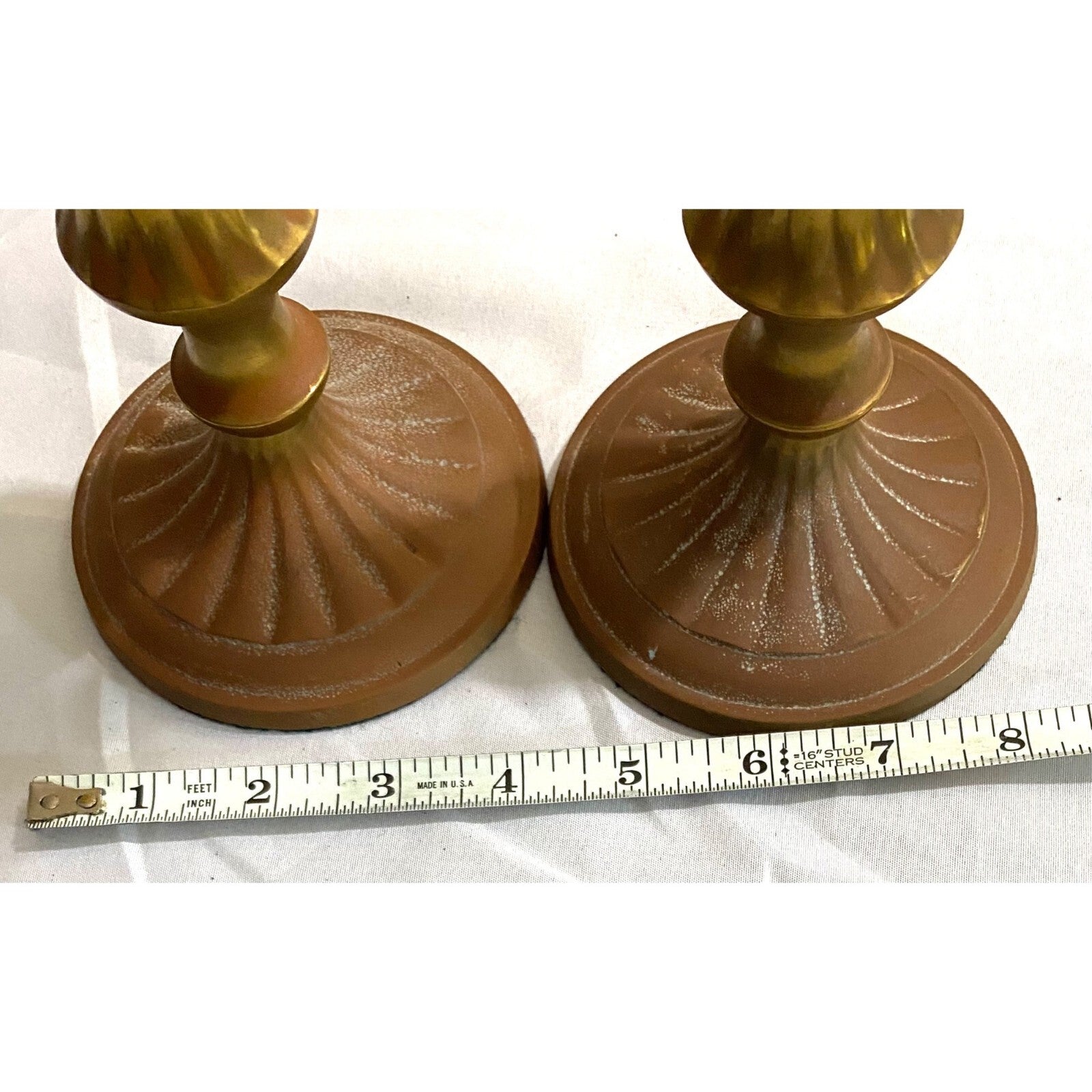 Pair of 2 Antique Brass Candle holders
