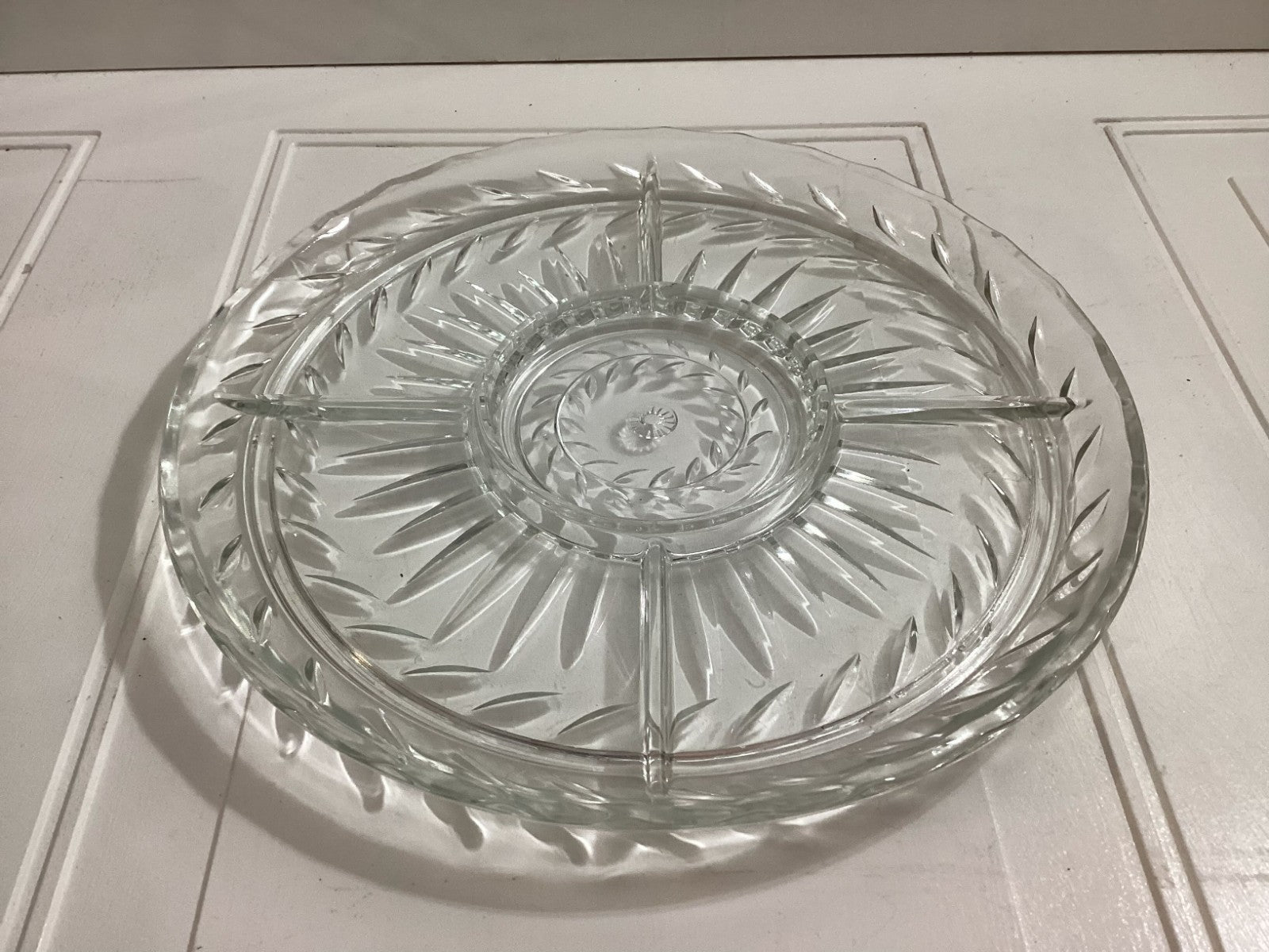 Vtg Indiana GlassRound Shaped Clear Pressed Glass 5 Part Relish/Serving Dish