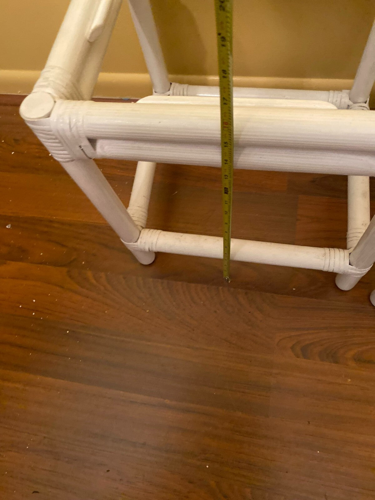 Set Of 3 White Rectangular Shaped Indoor Bamboo Nesting Side Tables