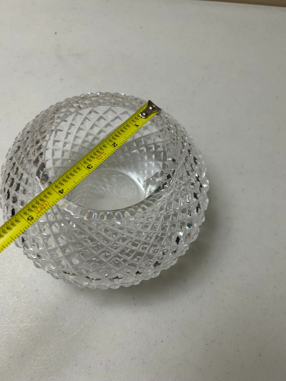 American Brilliant Period Strawberry Diamond Cut Glass Round Vase