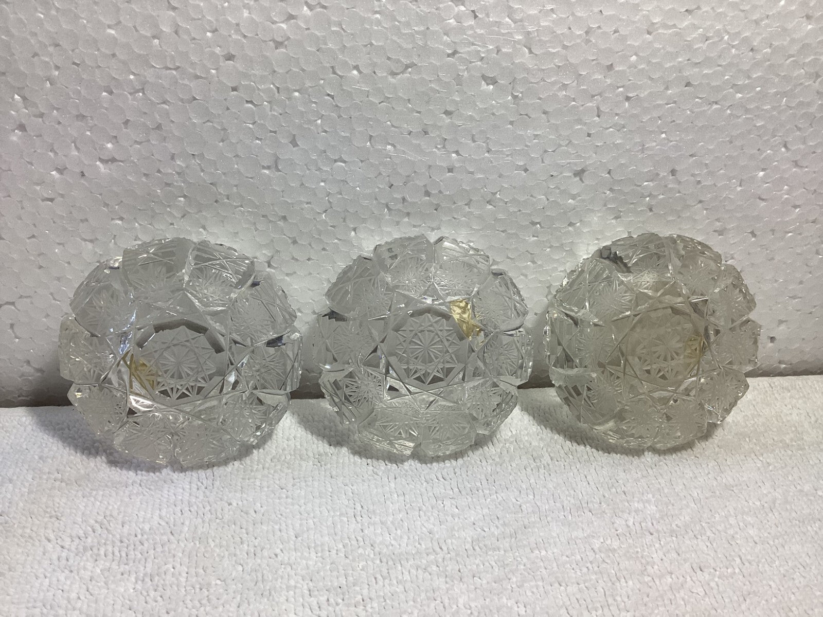 Lot Of 3 Vintage Bohemian Cut Glass Cigarette AshTray