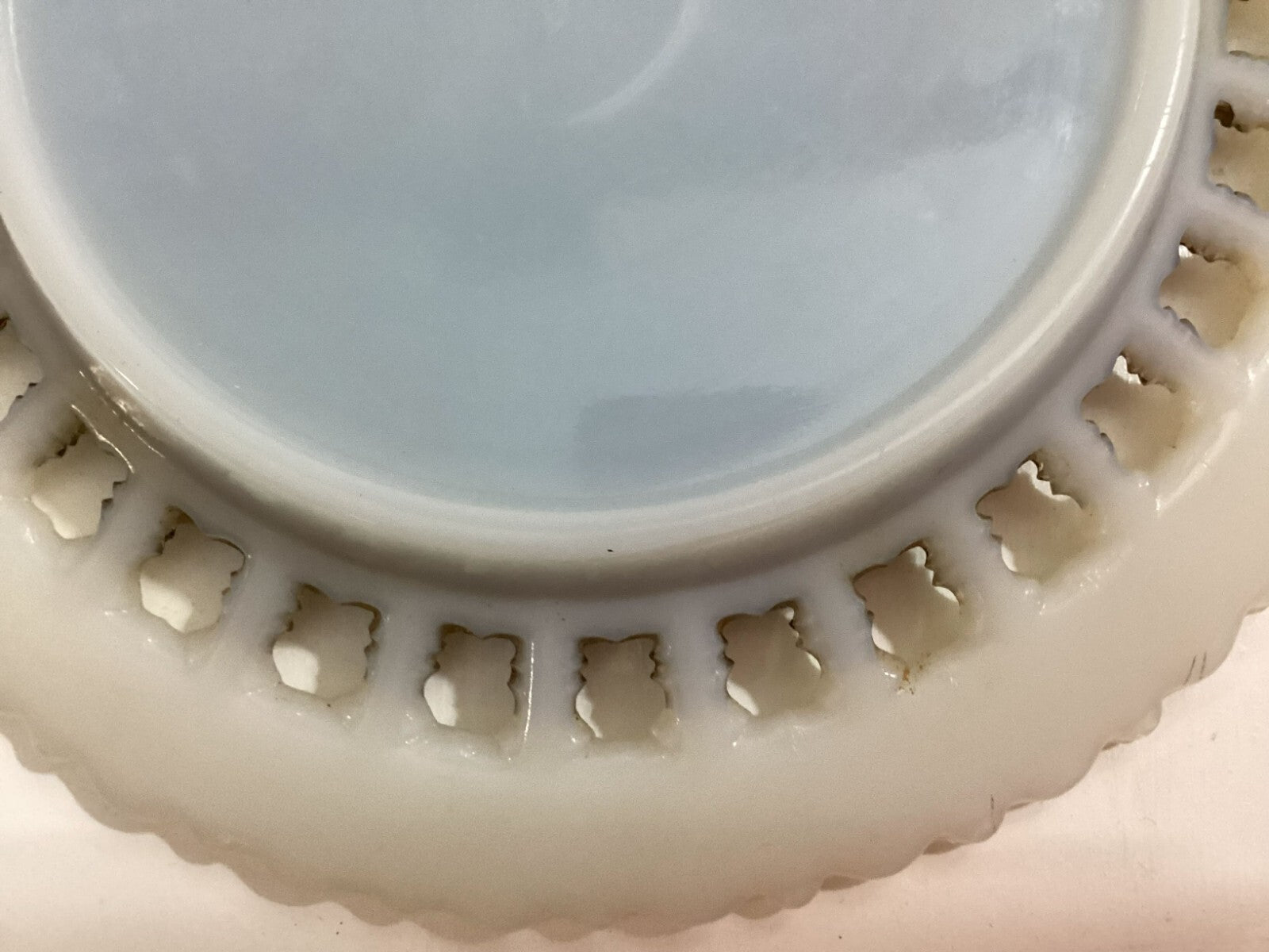 Antique Milk Glass Wall Hanging Plate Picture Decoration