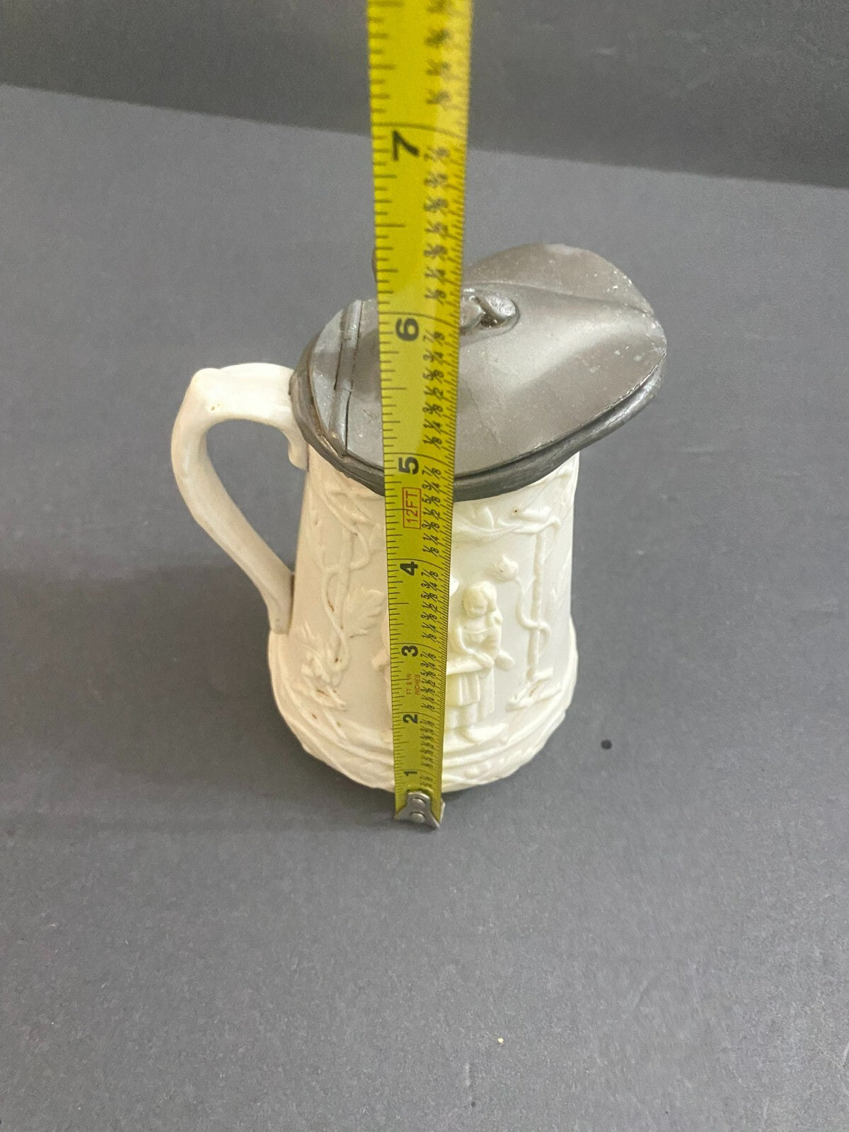 Rare Antique 1850 Parian Porcelain Small Cain & Abel Abolitionist Stoneware Jug