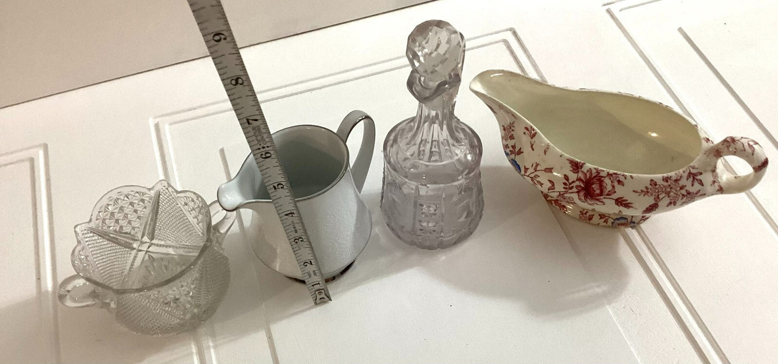 Vintage Lot Of 4 Pcs Of Creamer, Cruet, Sugar dish,gravy Dish