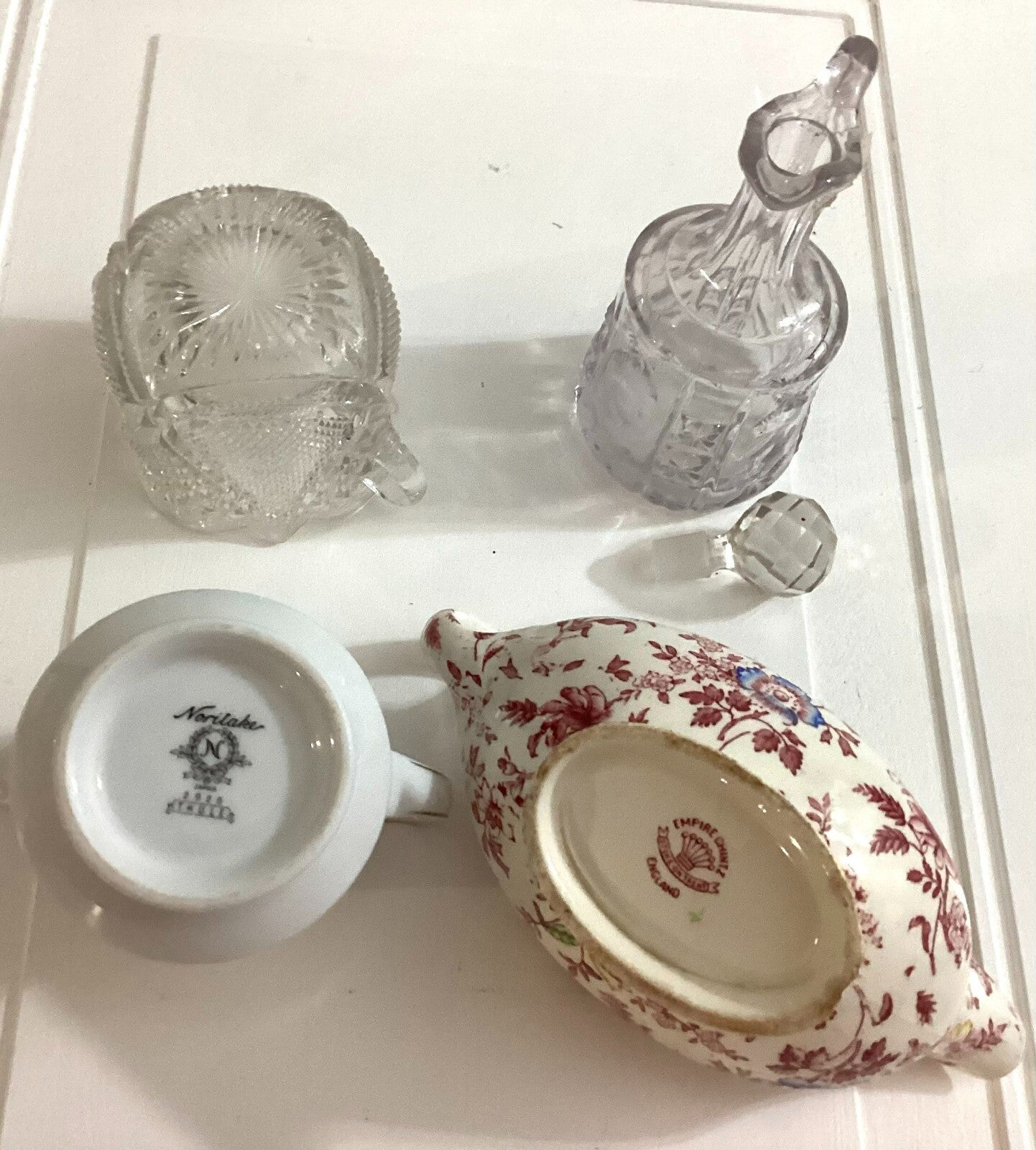 Vintage Lot Of 4 Pcs Of Creamer, Cruet, Sugar dish,gravy Dish