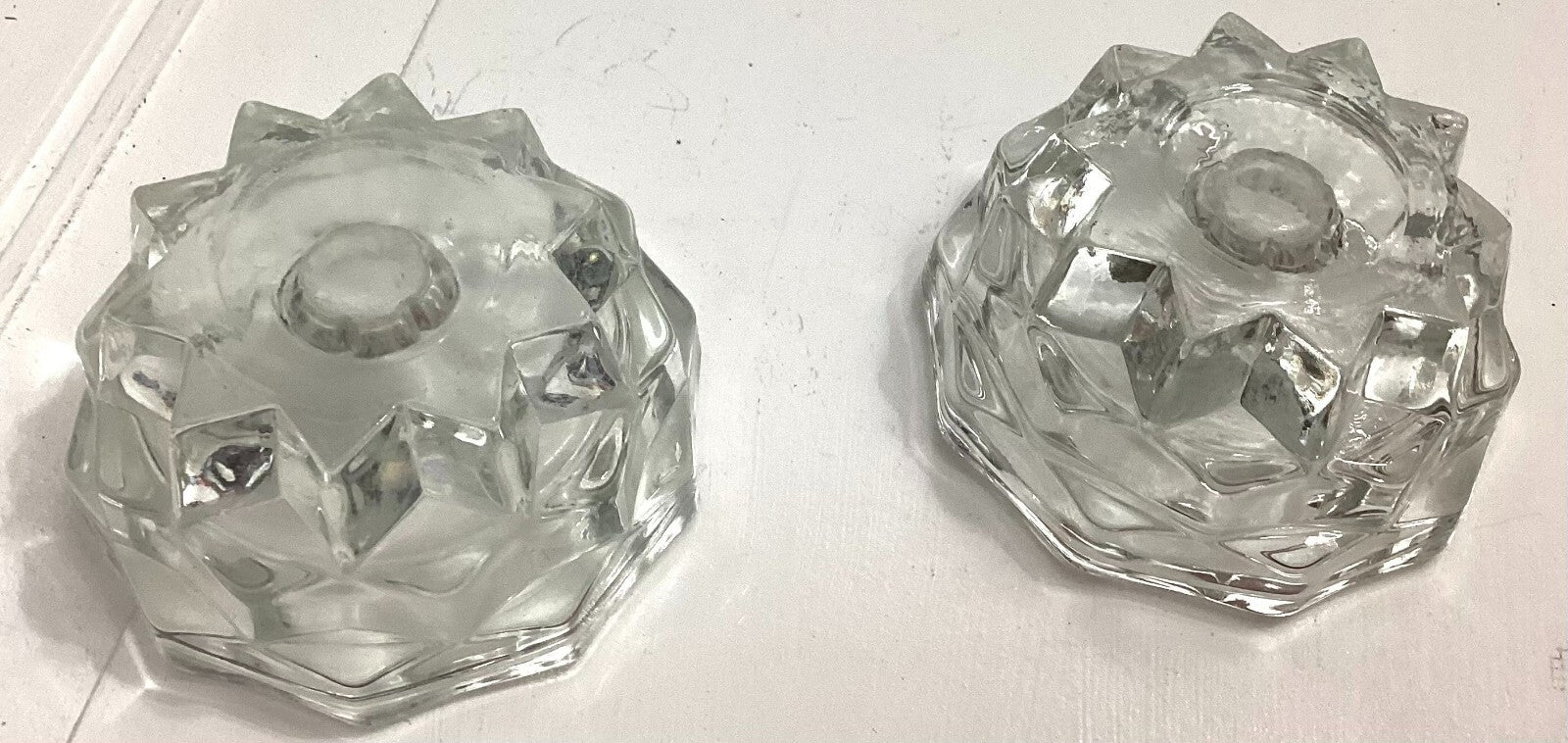 Lot Of 2 Vintage 60’s Clear Glass Candlestick Holders