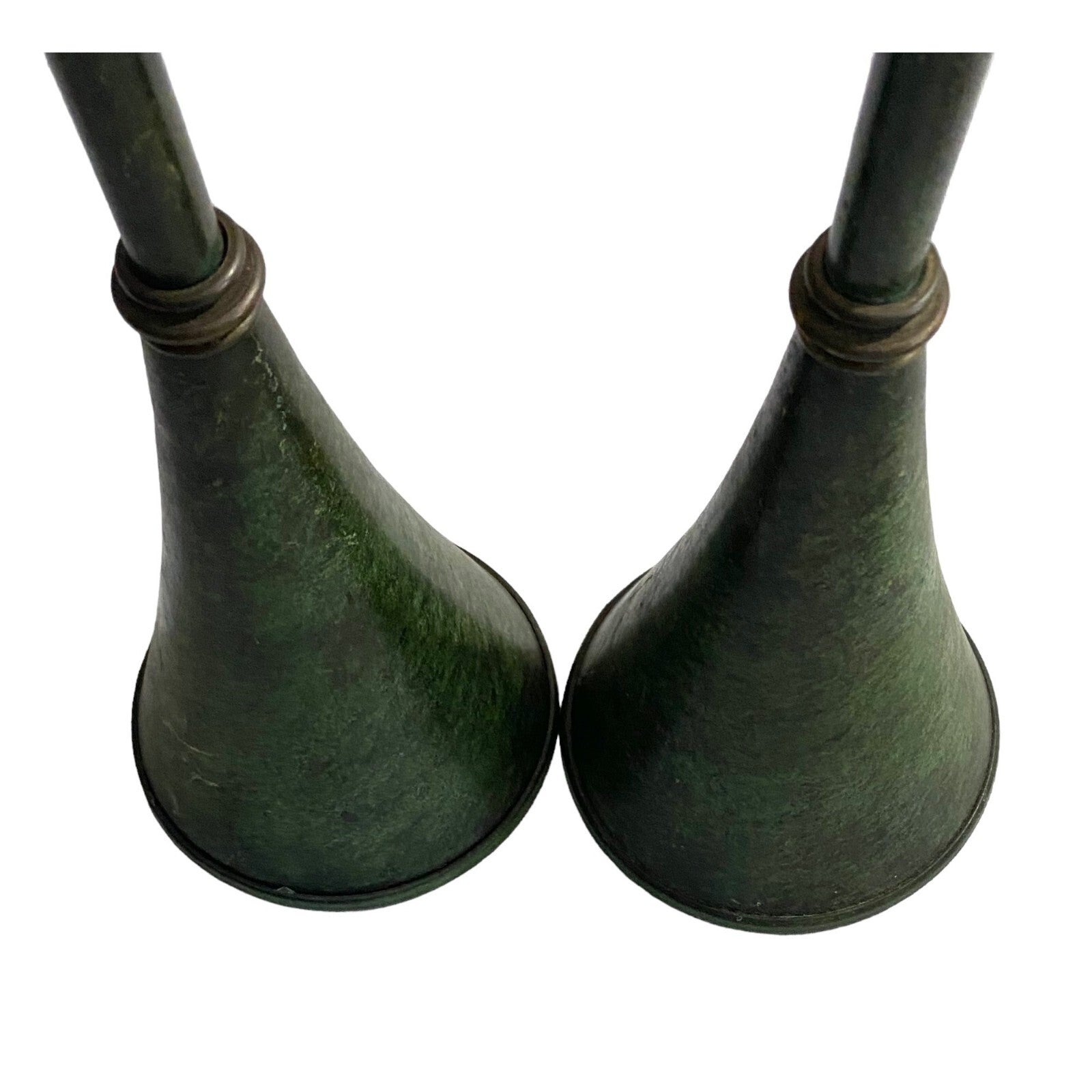 Mid Century Set of 2 Brass Candle Holders