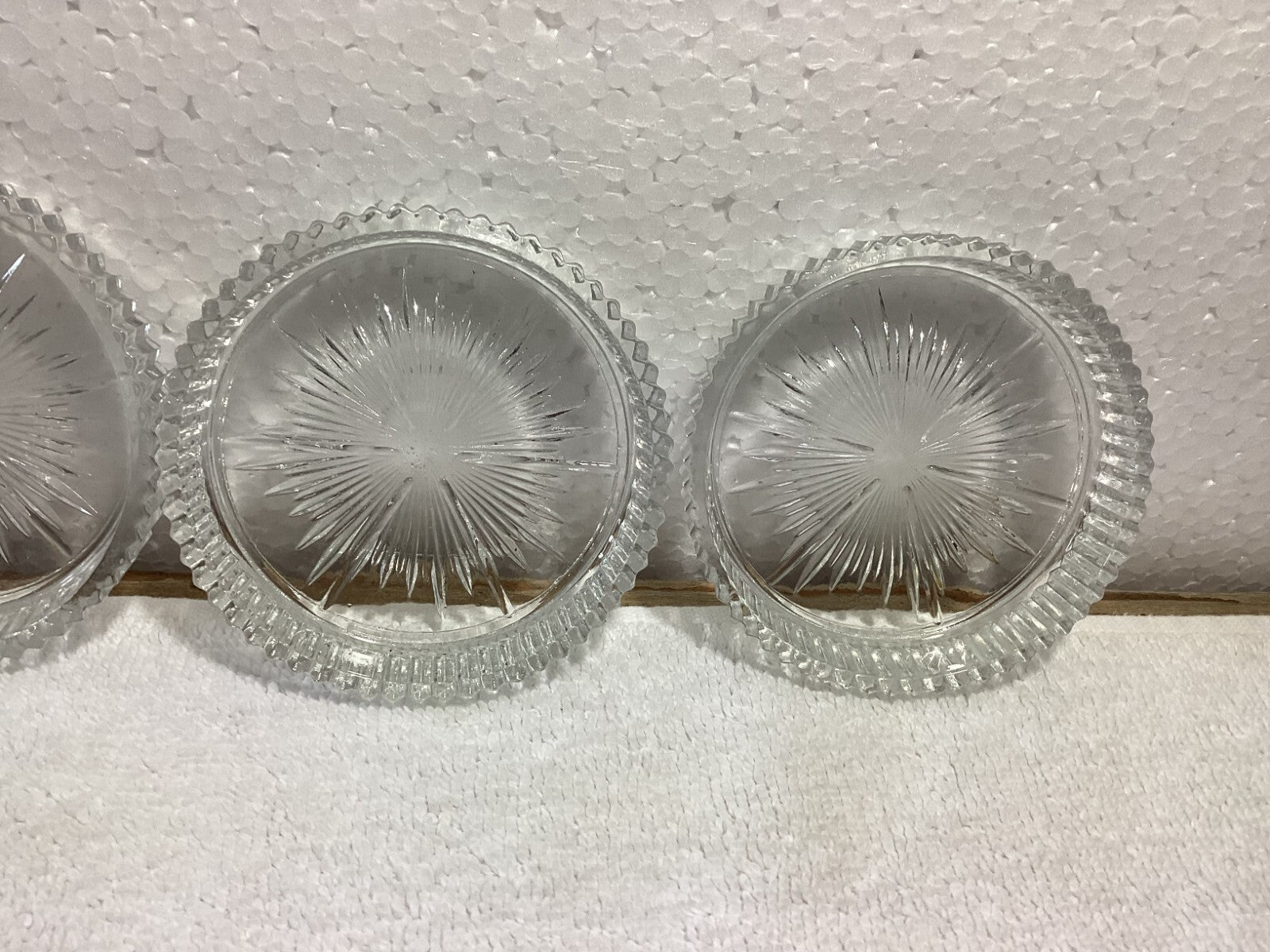 Set Of 3 Pressed Glass Round Decorative Coasters 3”
