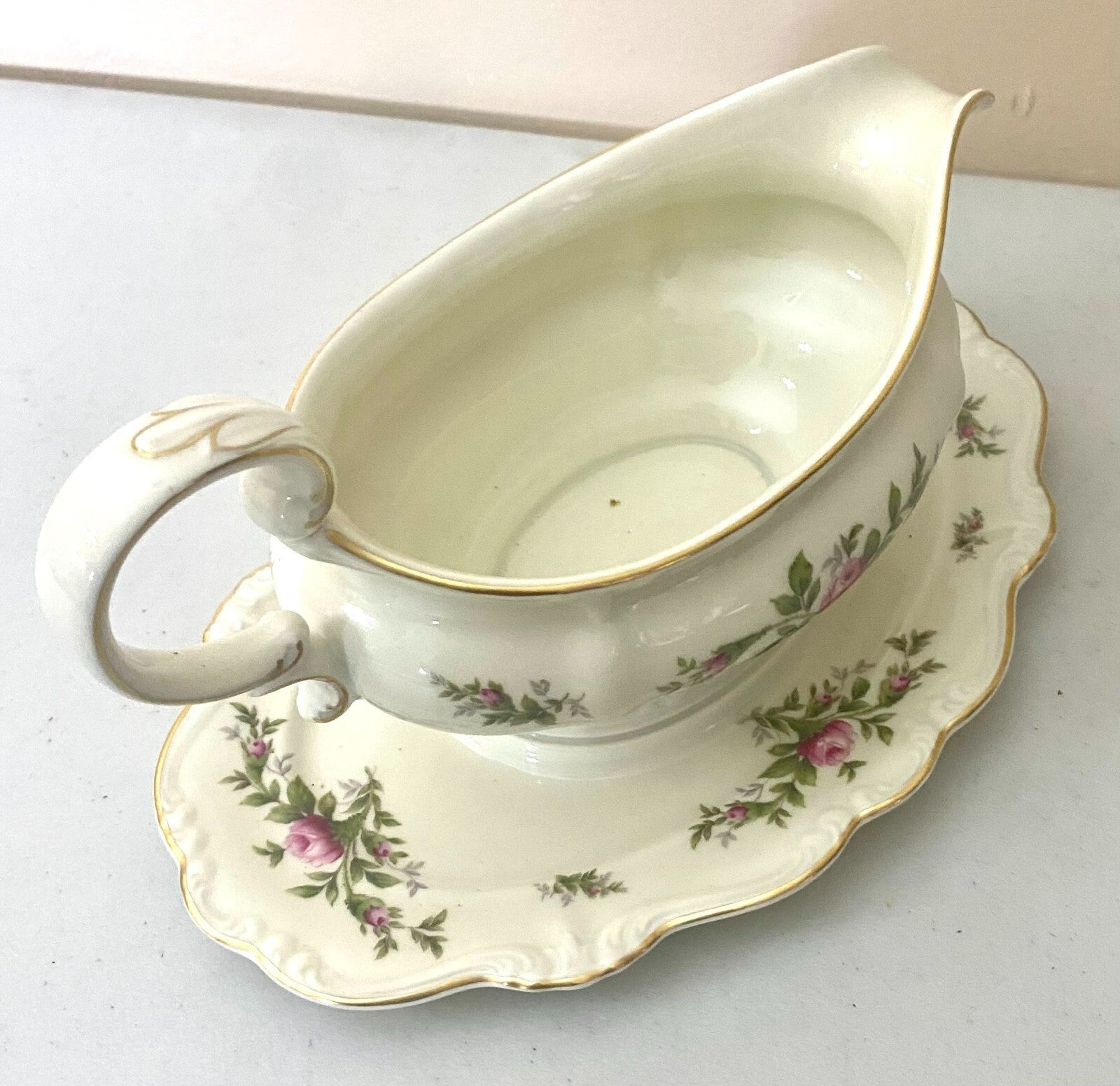 Rosenthal White Porcelain Pompadour Floral Design Gravy Boat