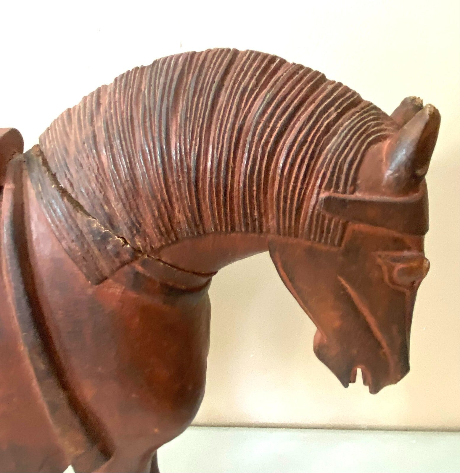 Wooden Brown Collectible Hand Carved Horse