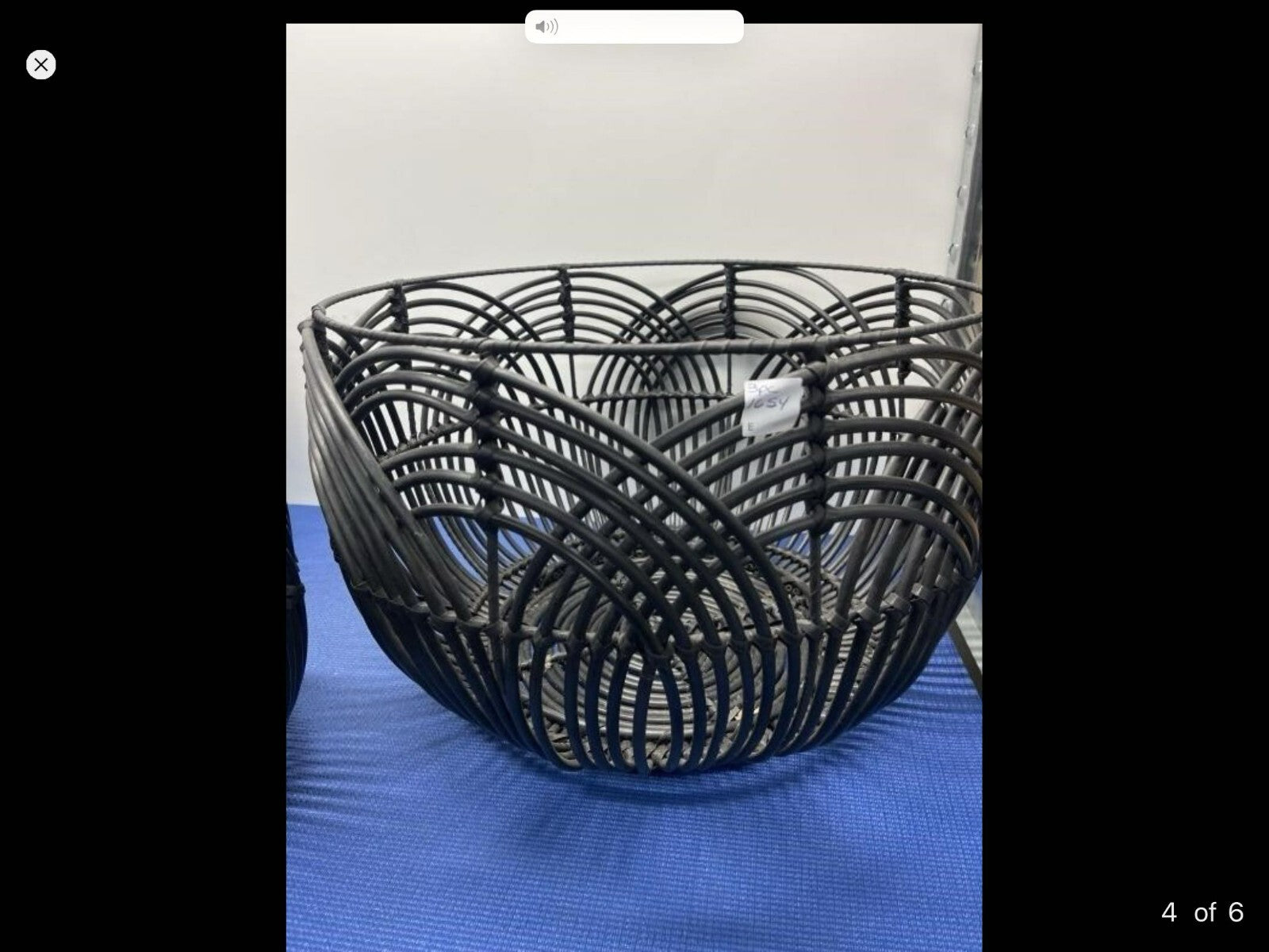 Lot Of 3 Black Round Shaped Woven Free Standing Multipurpose Home Storage Basket