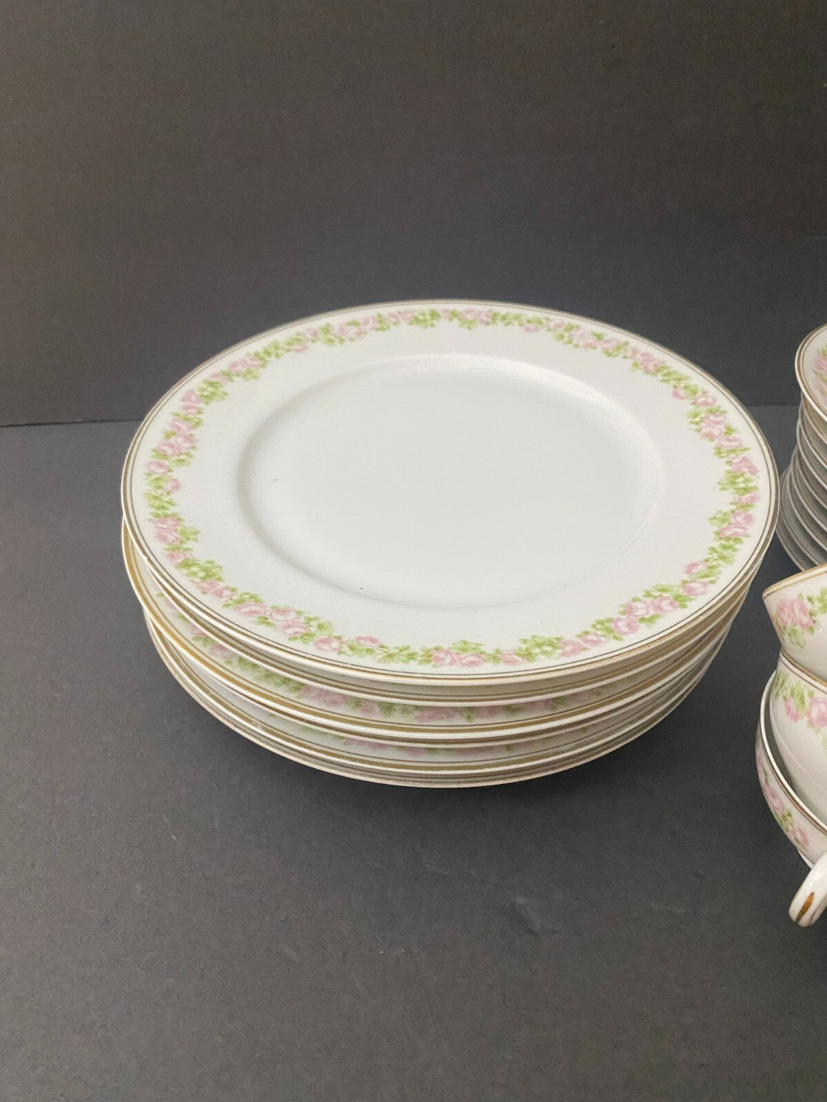 Bavaria White With Floral Design Set Of Plates, Coffee Cups And Saucers 19 Pcs