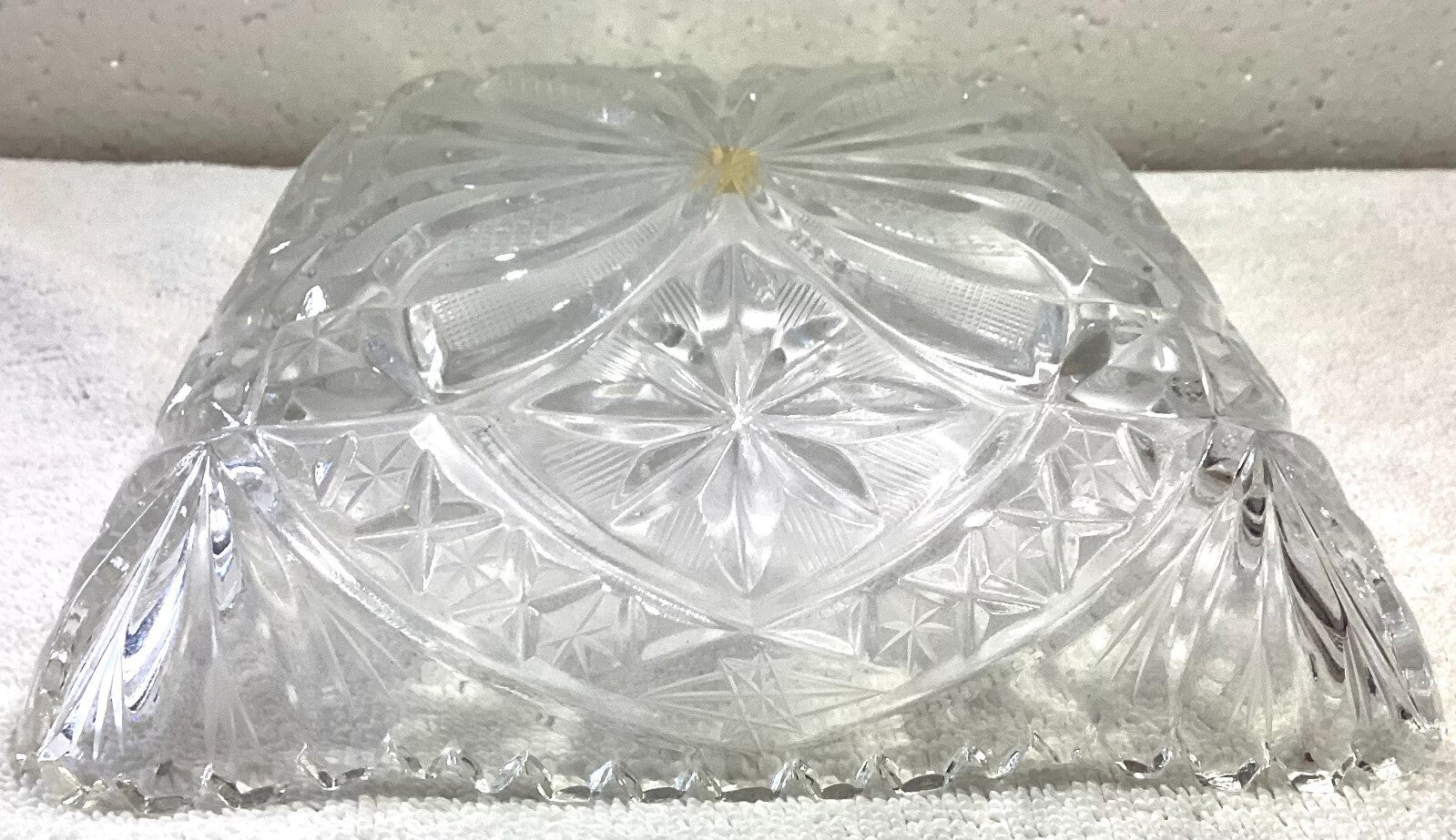 Violetta Thick Hand Cut Glass Square Dish 8”