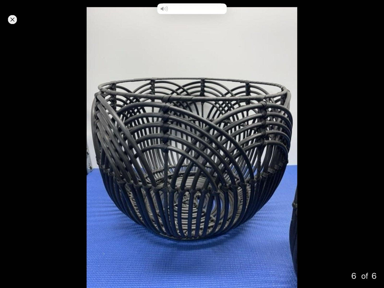 Lot Of 3 Black Round Shaped Woven Free Standing Multipurpose Home Storage Basket