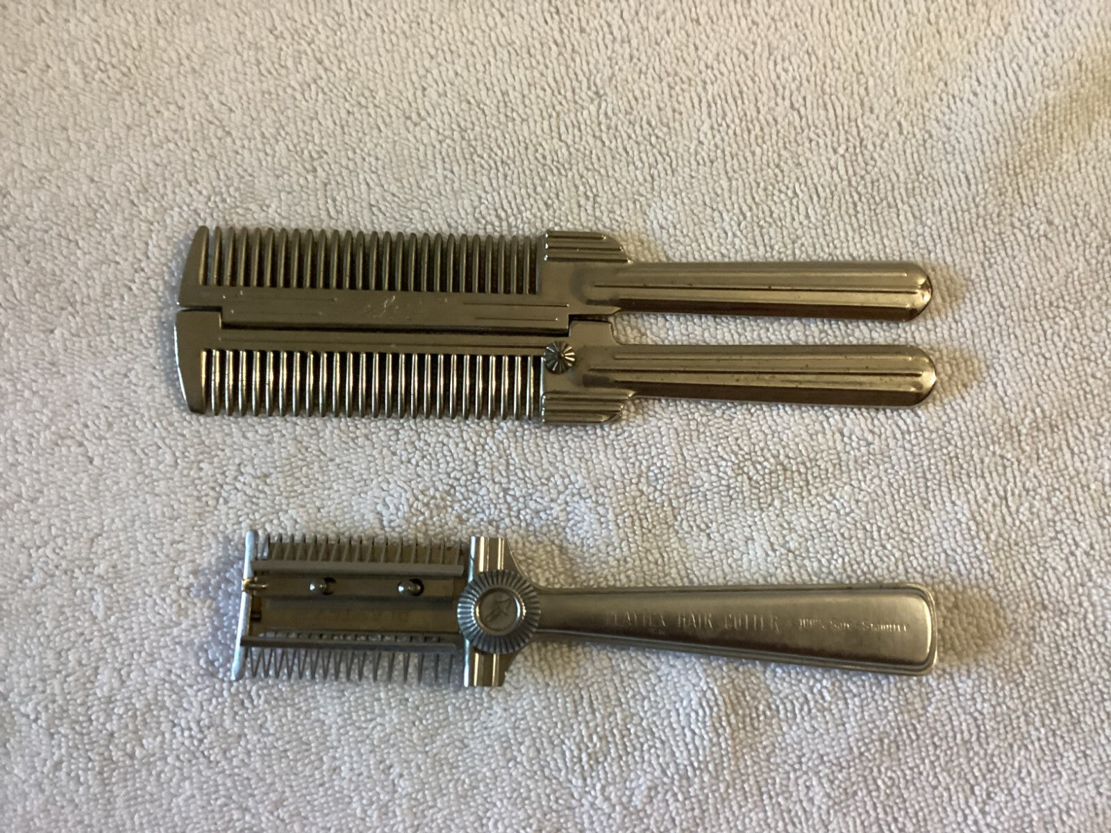 Vintage Set Of 2 Mens Lite Wave Comb Steel And Playtex Hair Cutter