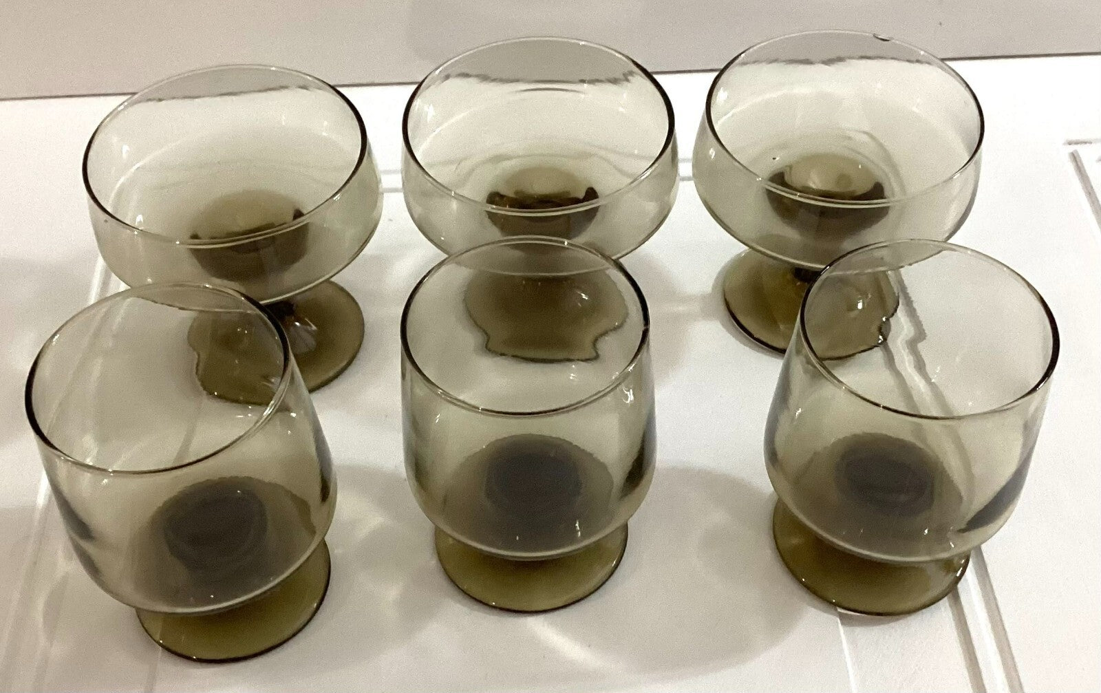 Lot Of 6 Libbey Glasses Thawny Accent On The Rocks And Sherbet Dessert Glass
