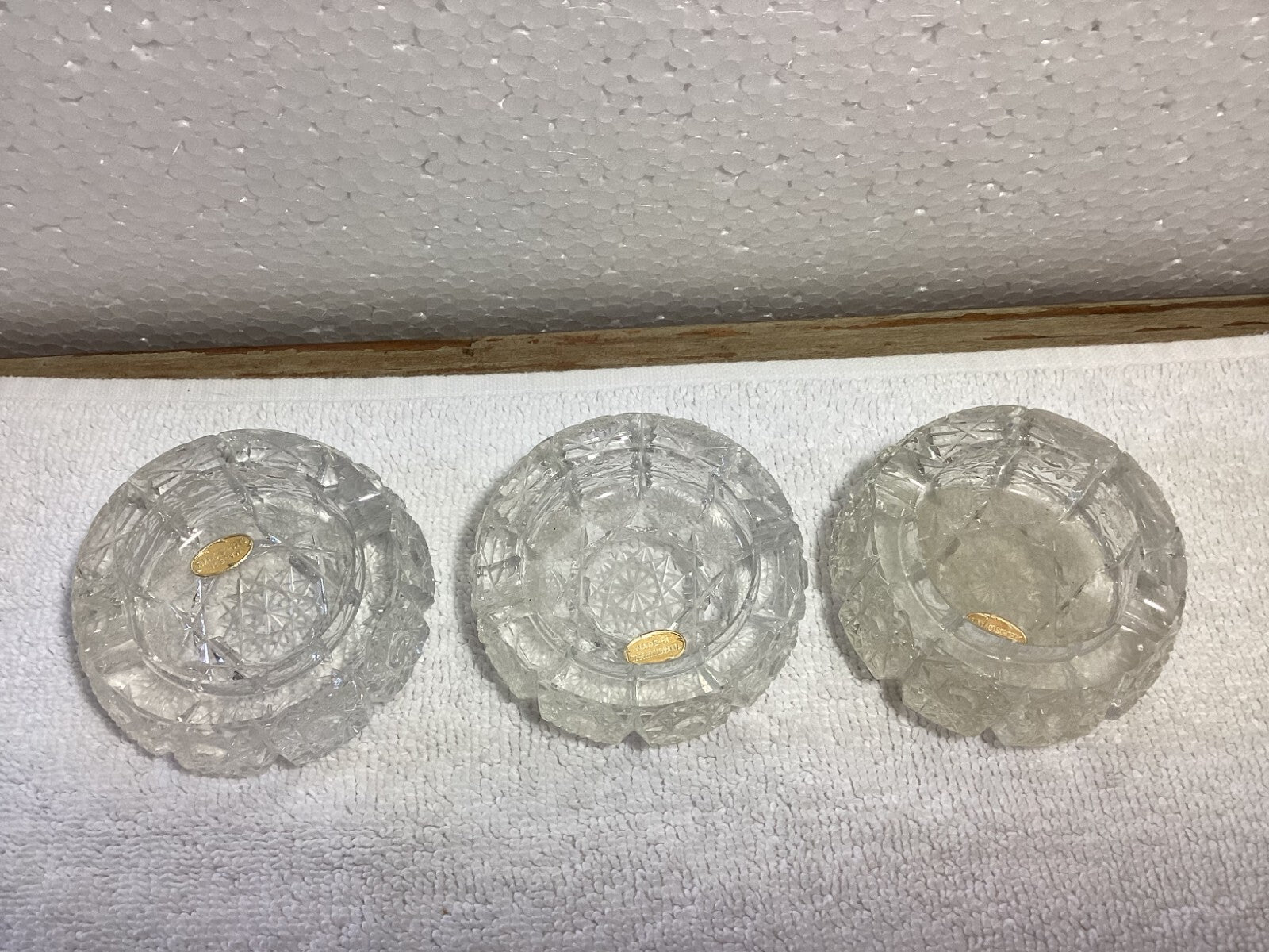 Lot Of 3 Vintage Bohemian Cut Glass Cigarette AshTray