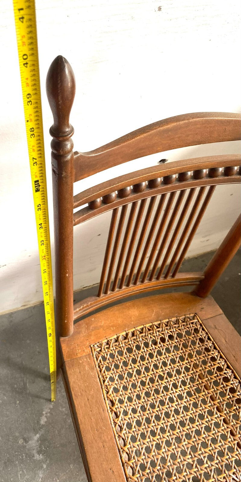 Early 1900’s Antique Light Brown Wooden Chair Cane Seat
