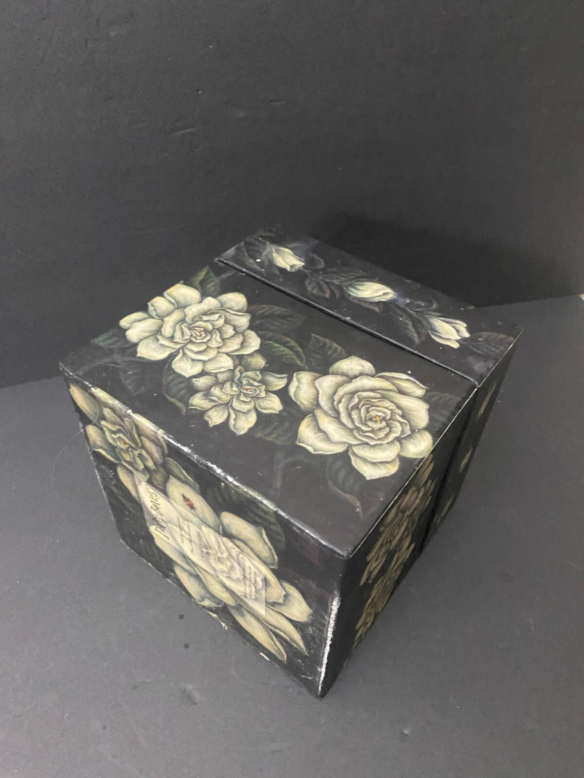 Bobs Boxes Black And White Square Shaped Floral Decorative Box Size 8 x 7.5 In