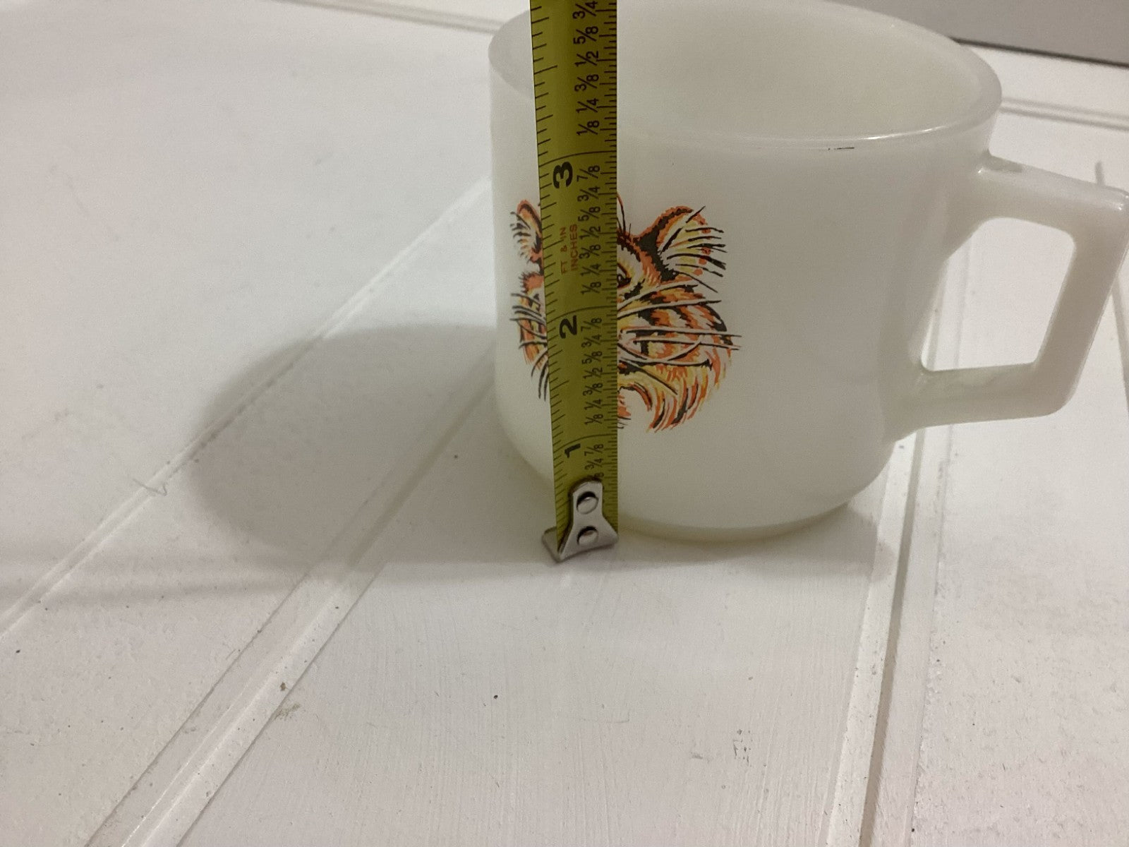 Vintage White Printed Fire King Esso Exxon Tiger Mug