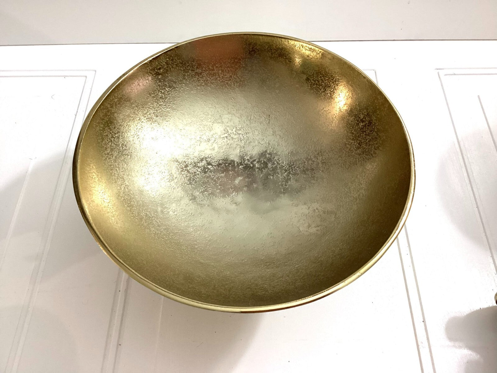 Round Anna Ny Coluna Shaped Golden Fruit Bowl With Marble Foot