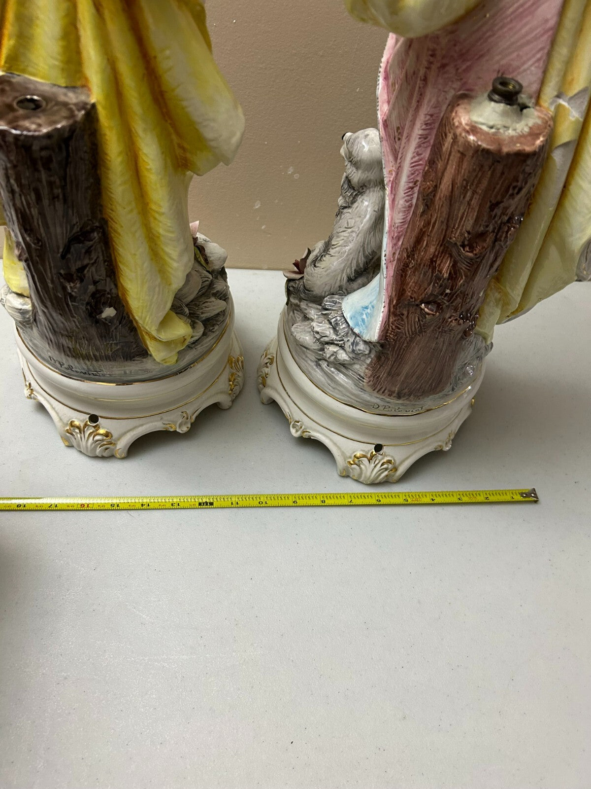Set Of 2 Tall Italian Glazed Figurines By Domenico Poloniato