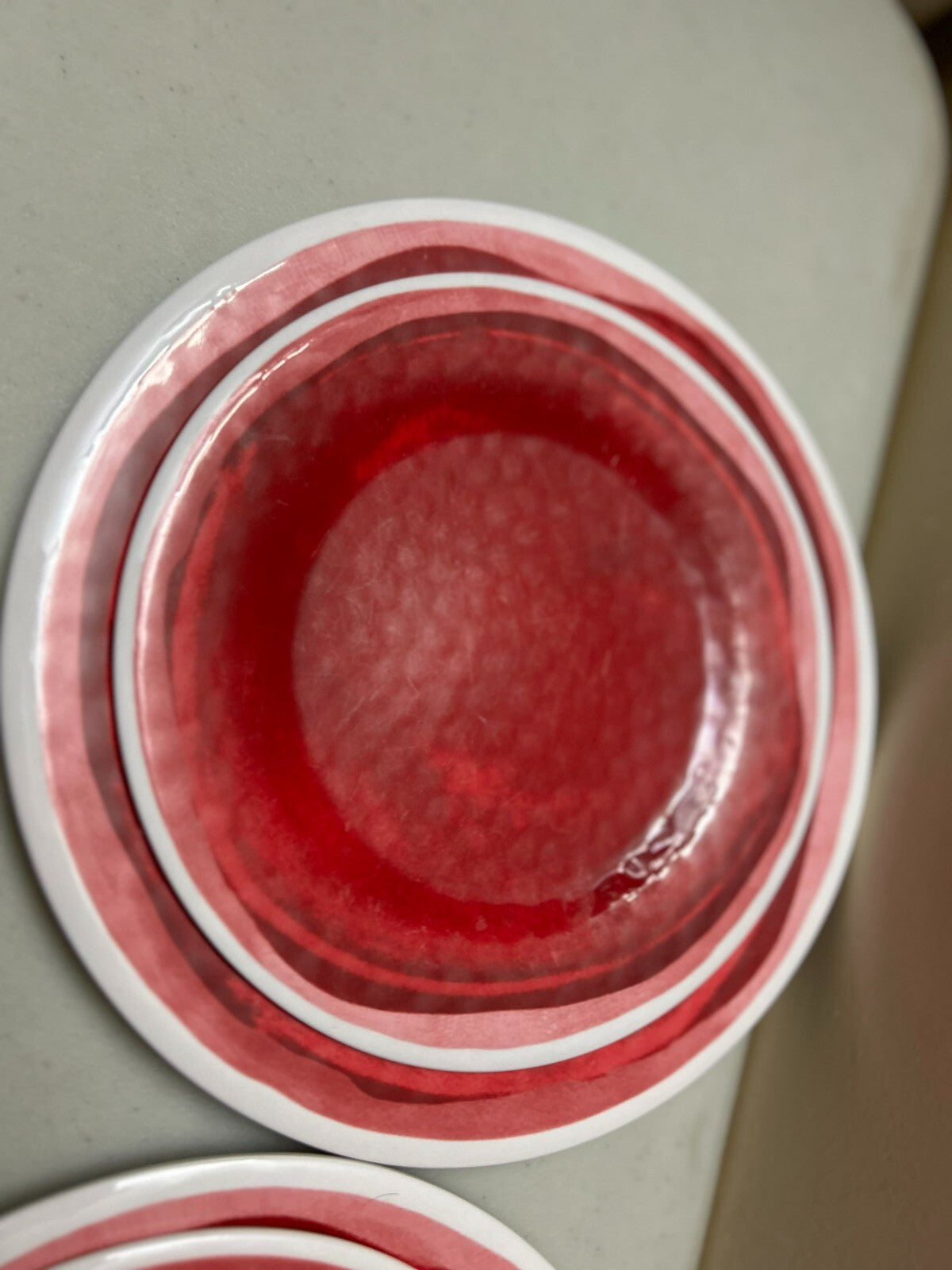 Set Of 15 Pieces Food Network Dishwasher Safe Red/White Dishes