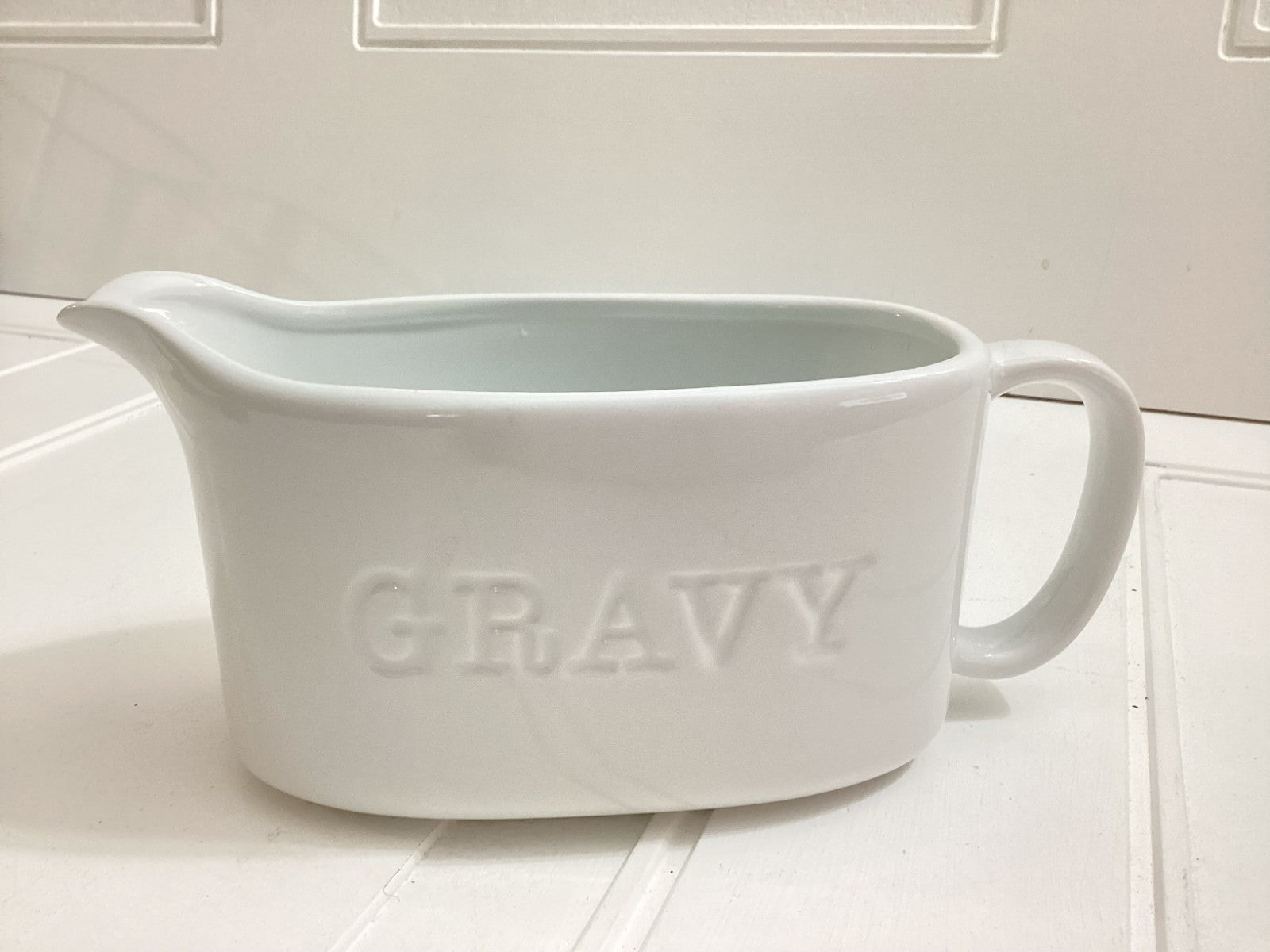 Our Table Simply White Porcelain Gravy Boat - Used Condition