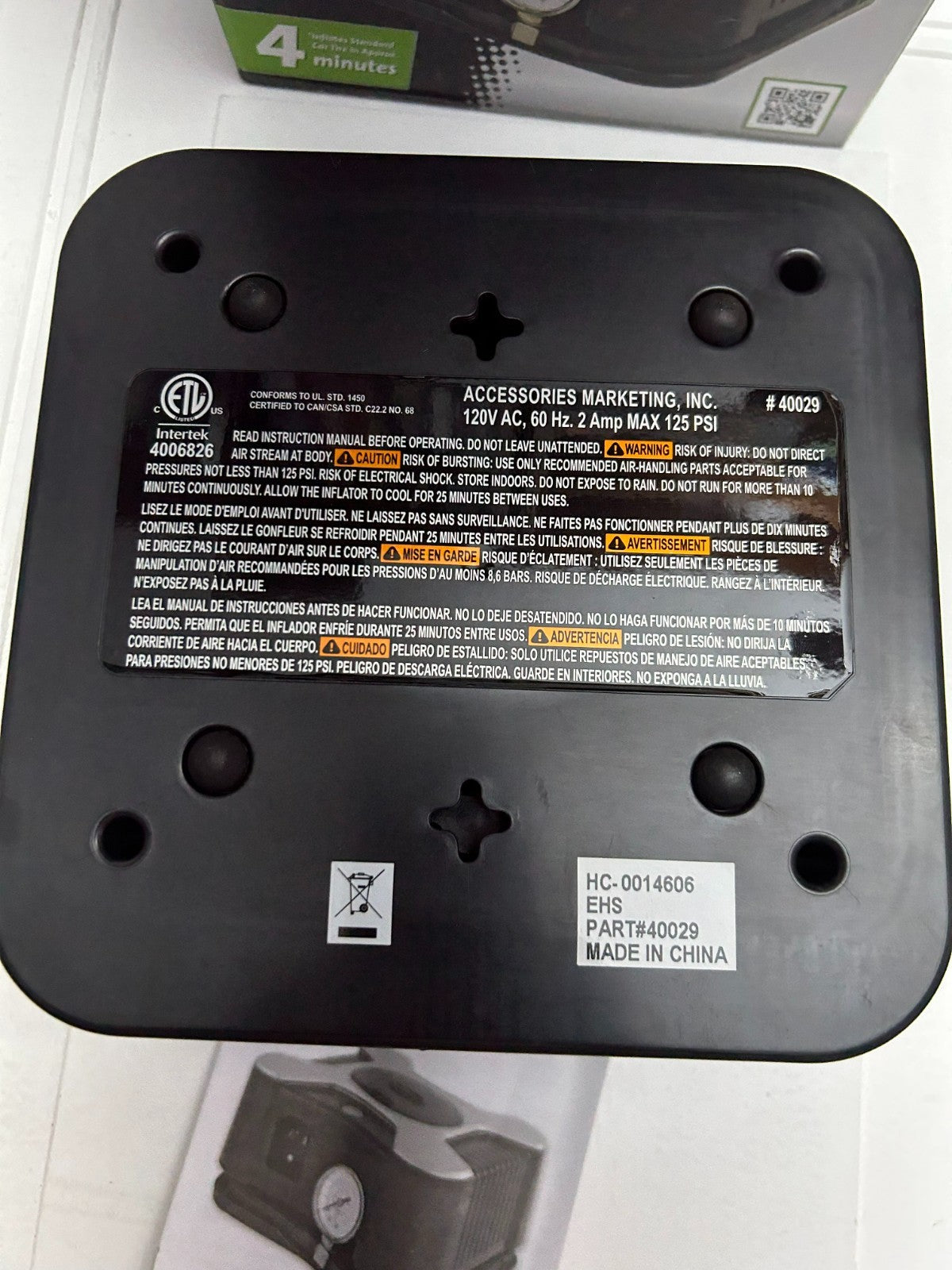 Slime 120 Volts Garage Inflator For Cars/Trucks /Bikes / Inflatable: 125 PSI Max