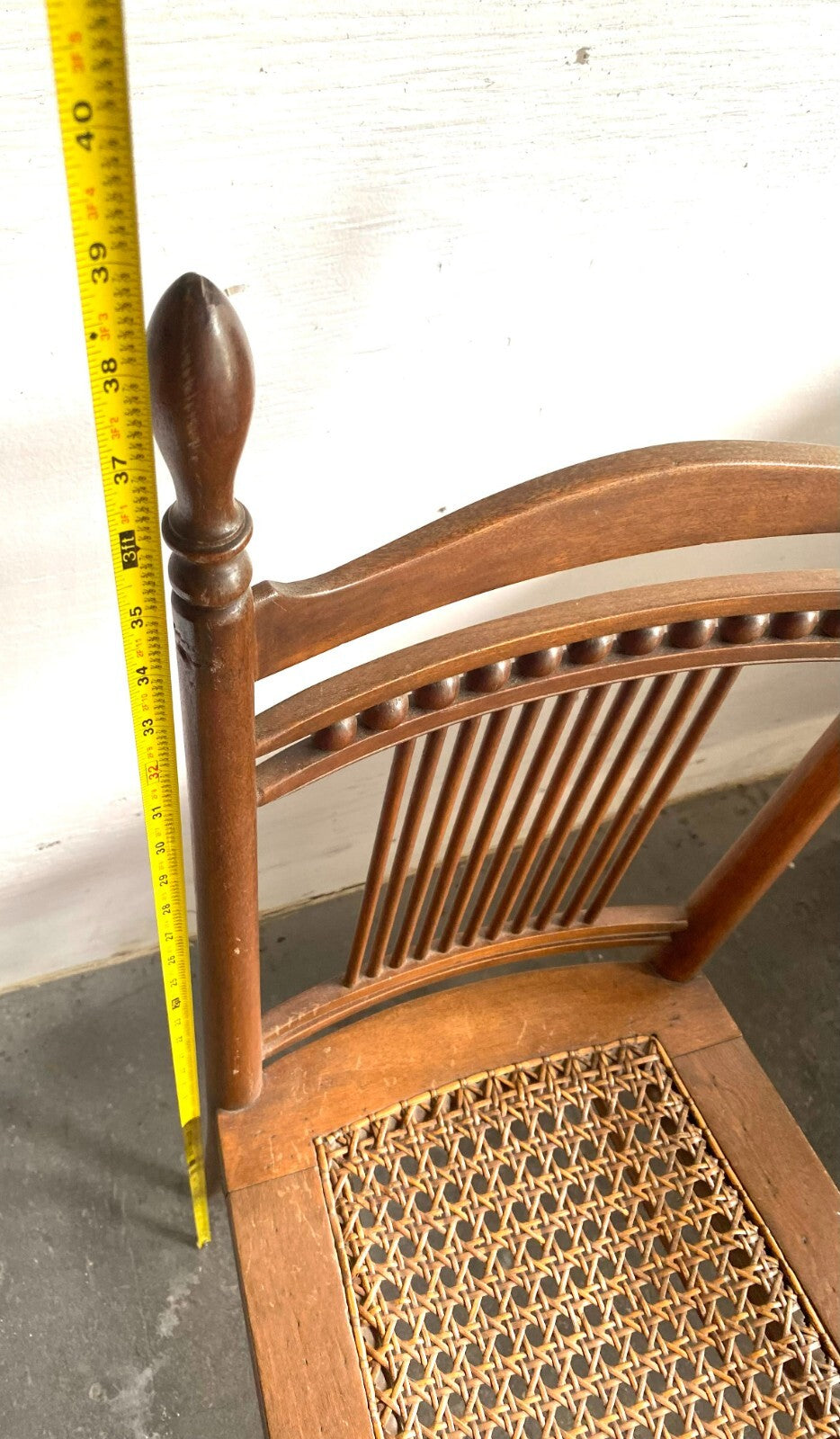 Early 1900’s Antique Light Brown Wooden Chair Cane Seat