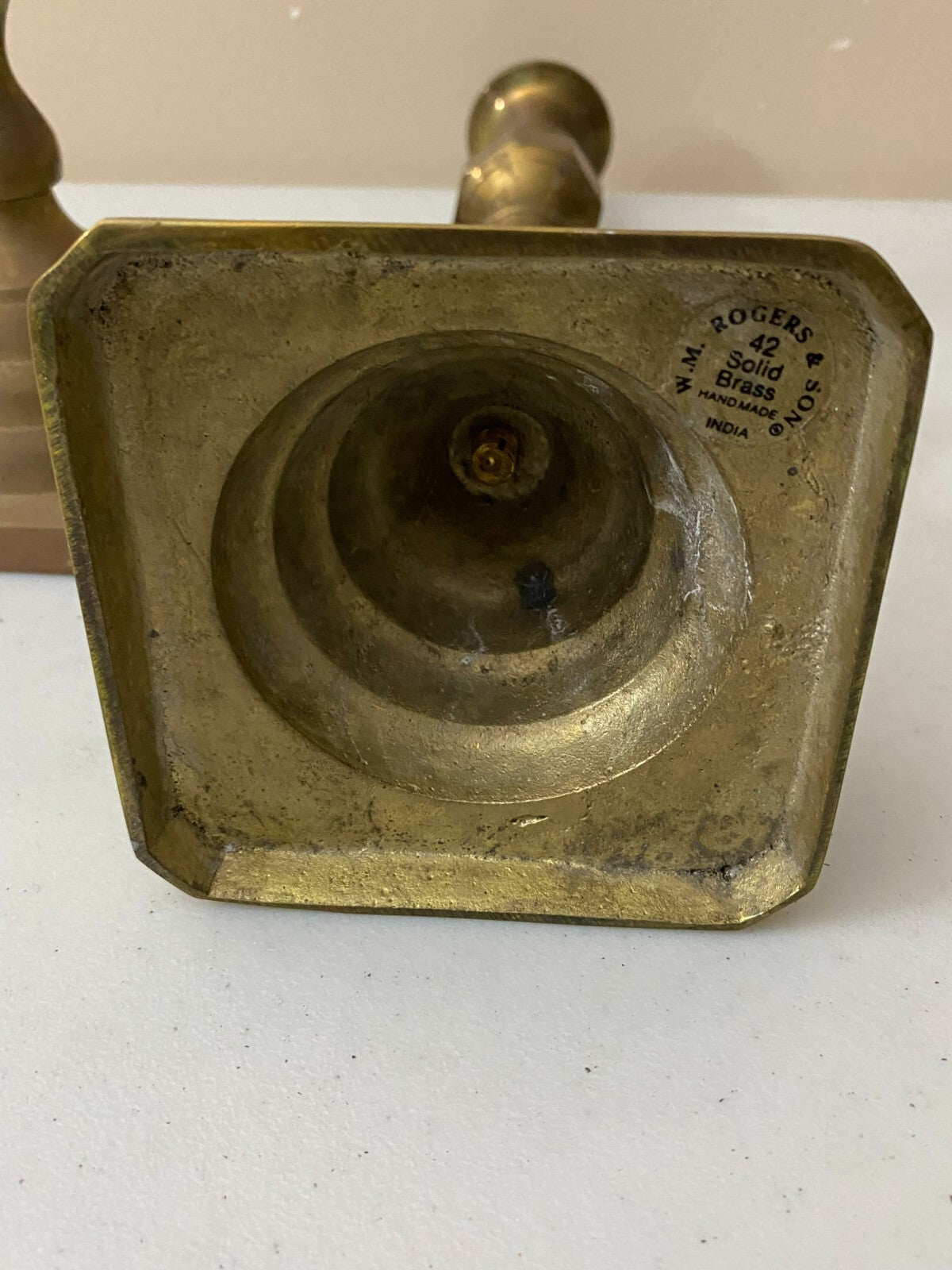 Set Of 2 Vintage W.M. Rogers And Son Solid Brass Candlestick Holder