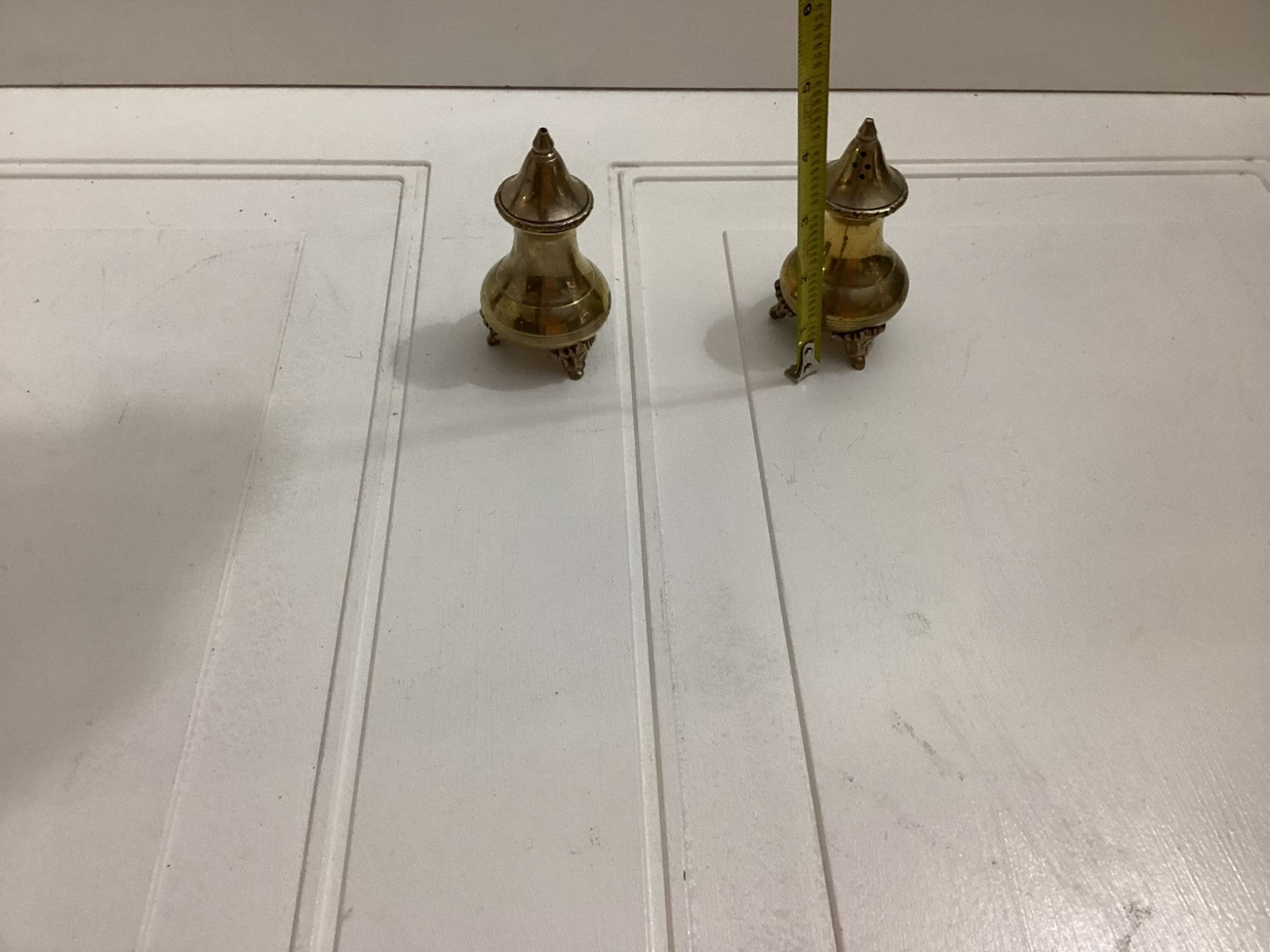 Vintage Brass Footed Salt And Pepper Shaker Set