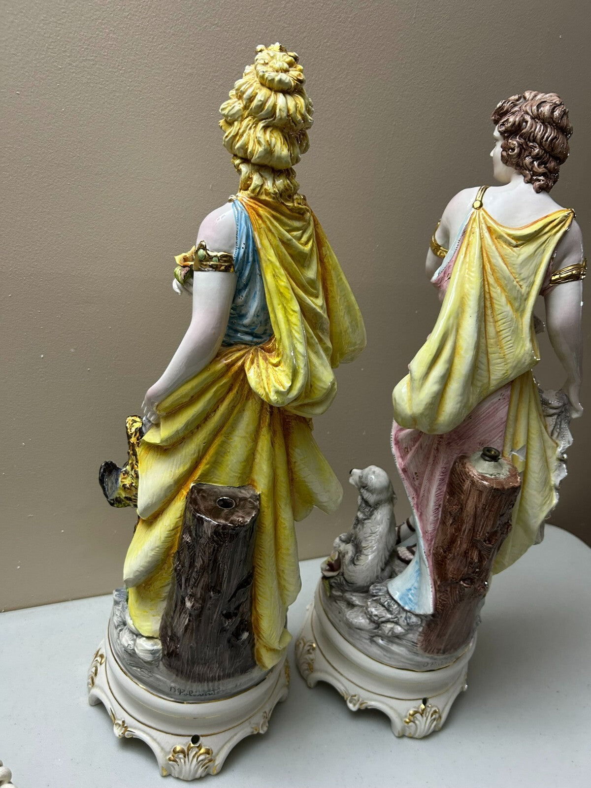 Set Of 2 Tall Italian Glazed Figurines By Domenico Poloniato
