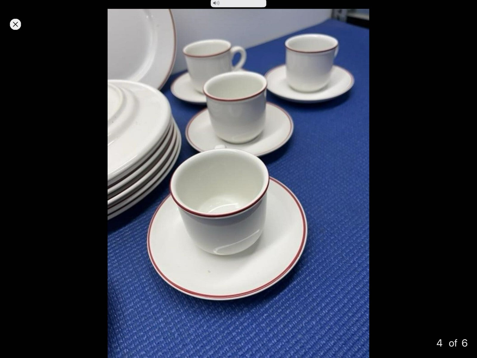 Set Of 24 Pcs For 8 Of Luxembourg Villeroy & Boch White With Red Trim