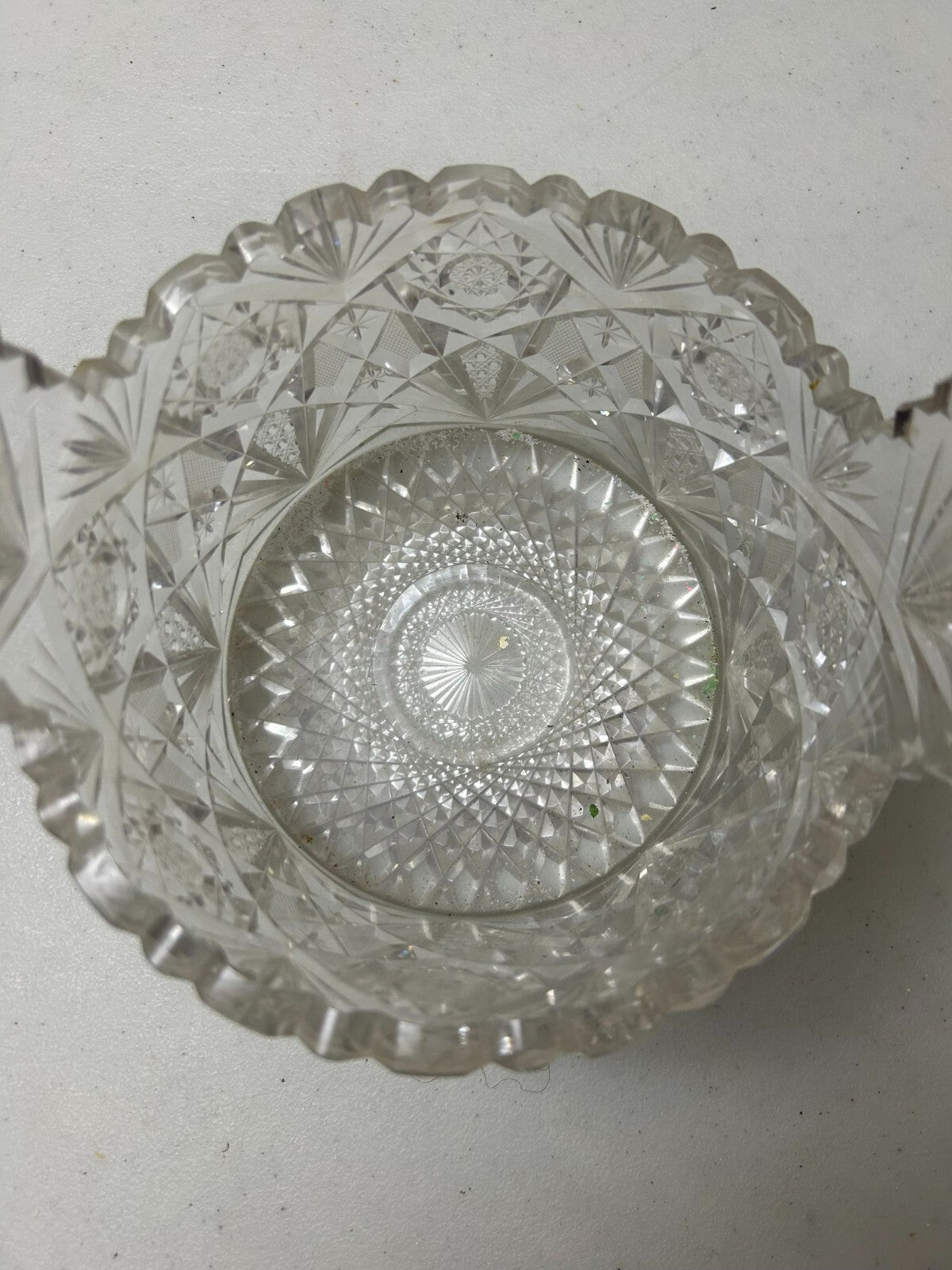 American Brilliant Crystal Cut Glass Saw Tooth Edge Ice Bucket