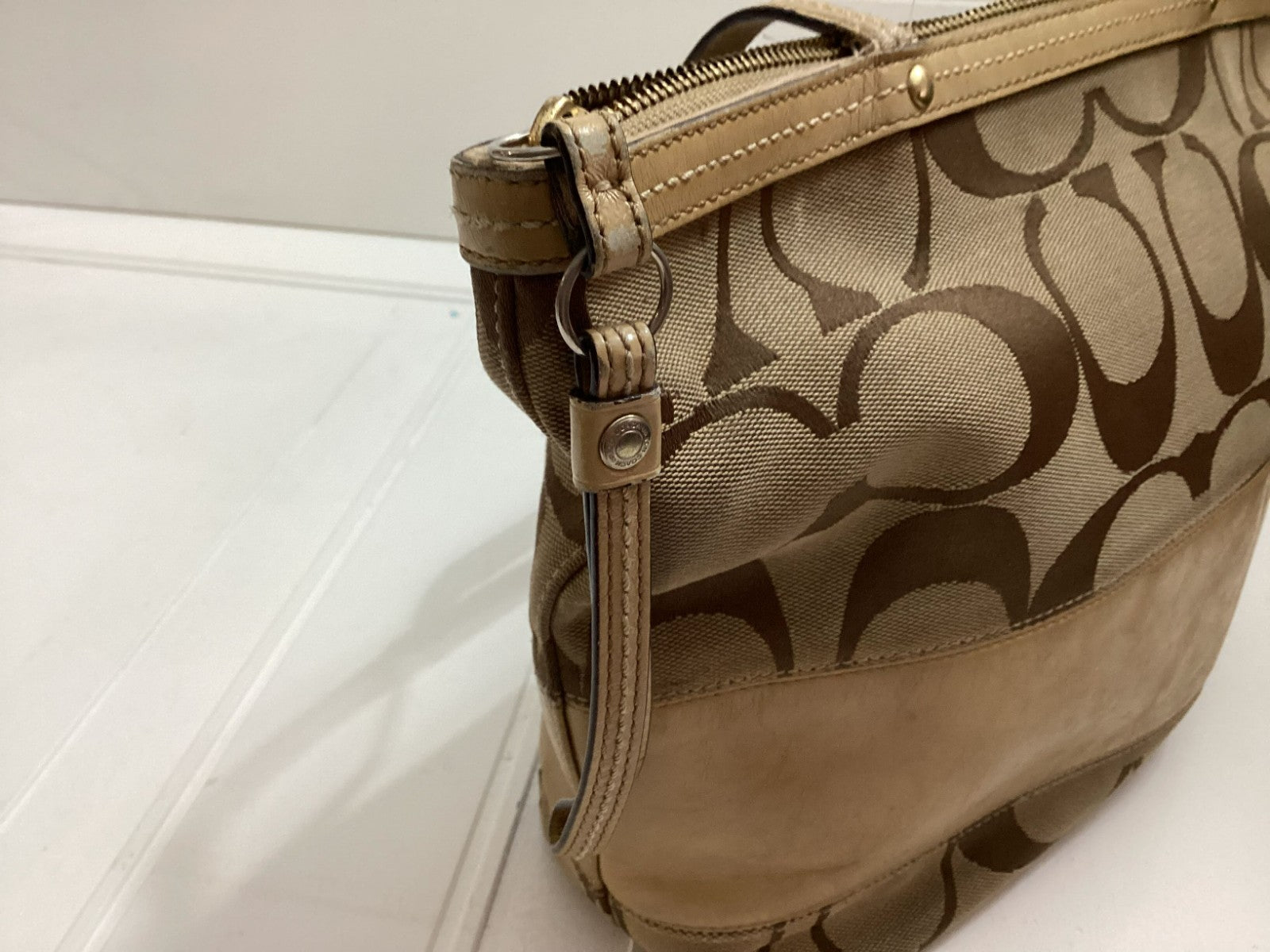 Coach Signature Double Handle Canvas Leather Women's Tote Bag