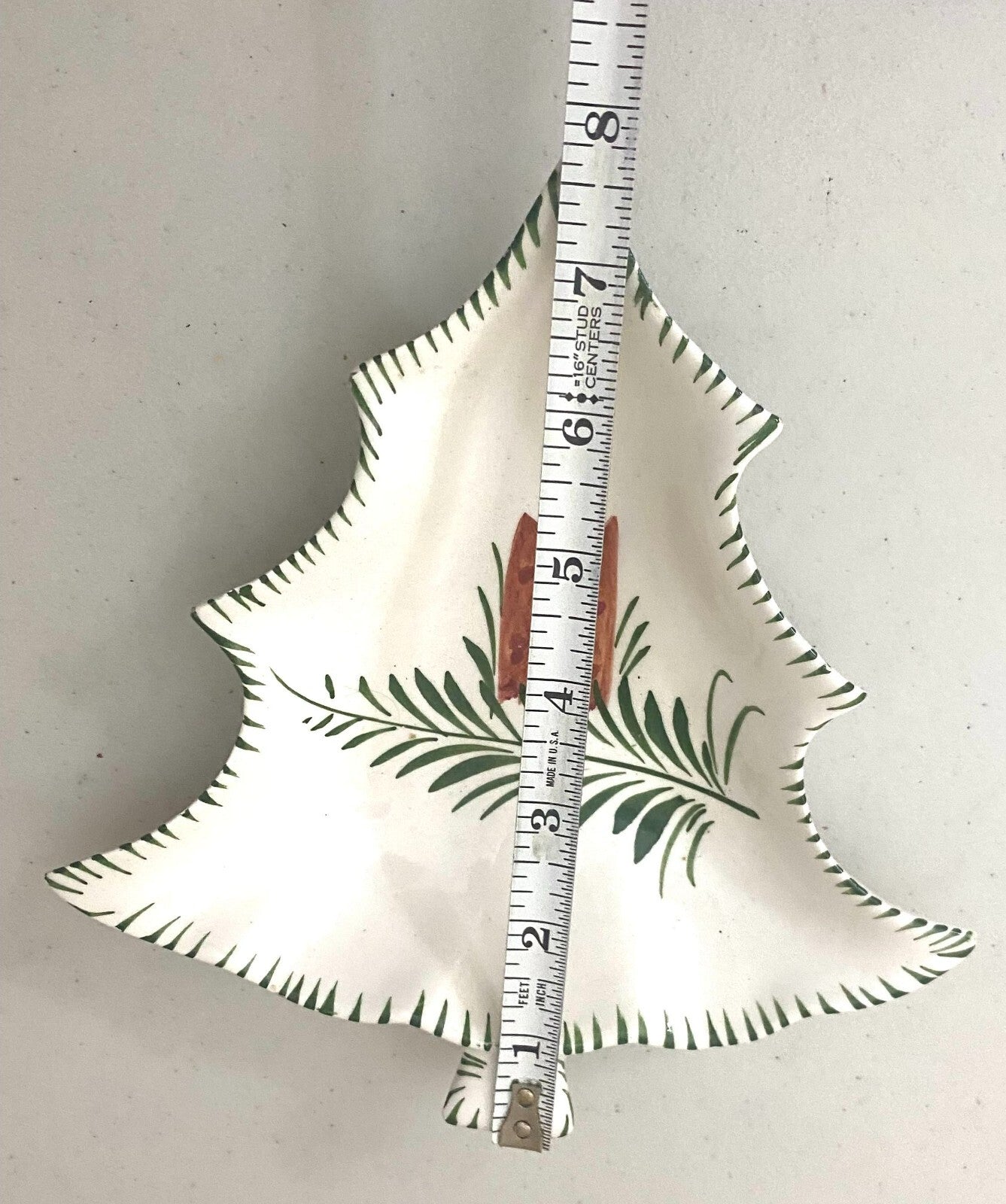 Vintage Italian Made Christmas Tree Shaped Holiday Serving Plate 8 X 1 Inches