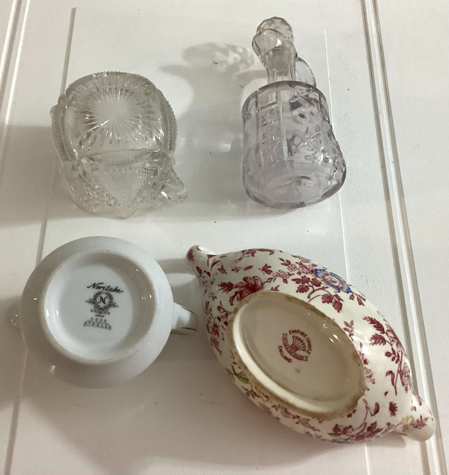 Vintage Lot Of 4 Pcs Of Creamer, Cruet, Sugar dish,gravy Dish