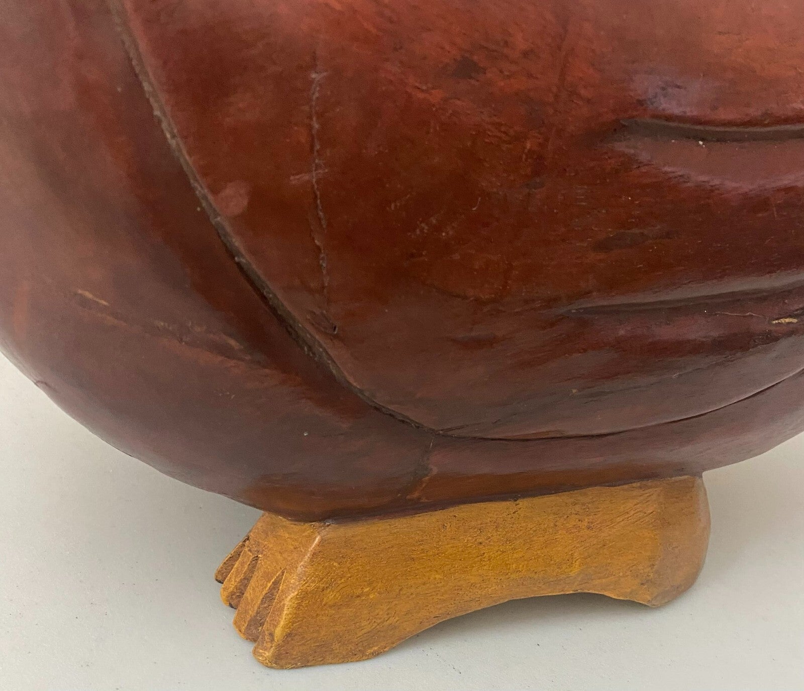 Hand Carved Brown Thick Wooden Decorative Chicken Figurine