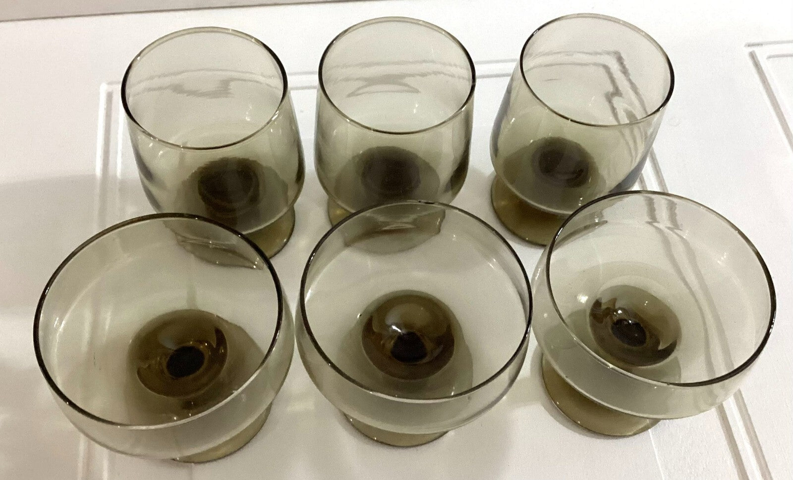 Lot Of 6 Libbey Glasses Thawny Accent On The Rocks And Sherbet Dessert Glass