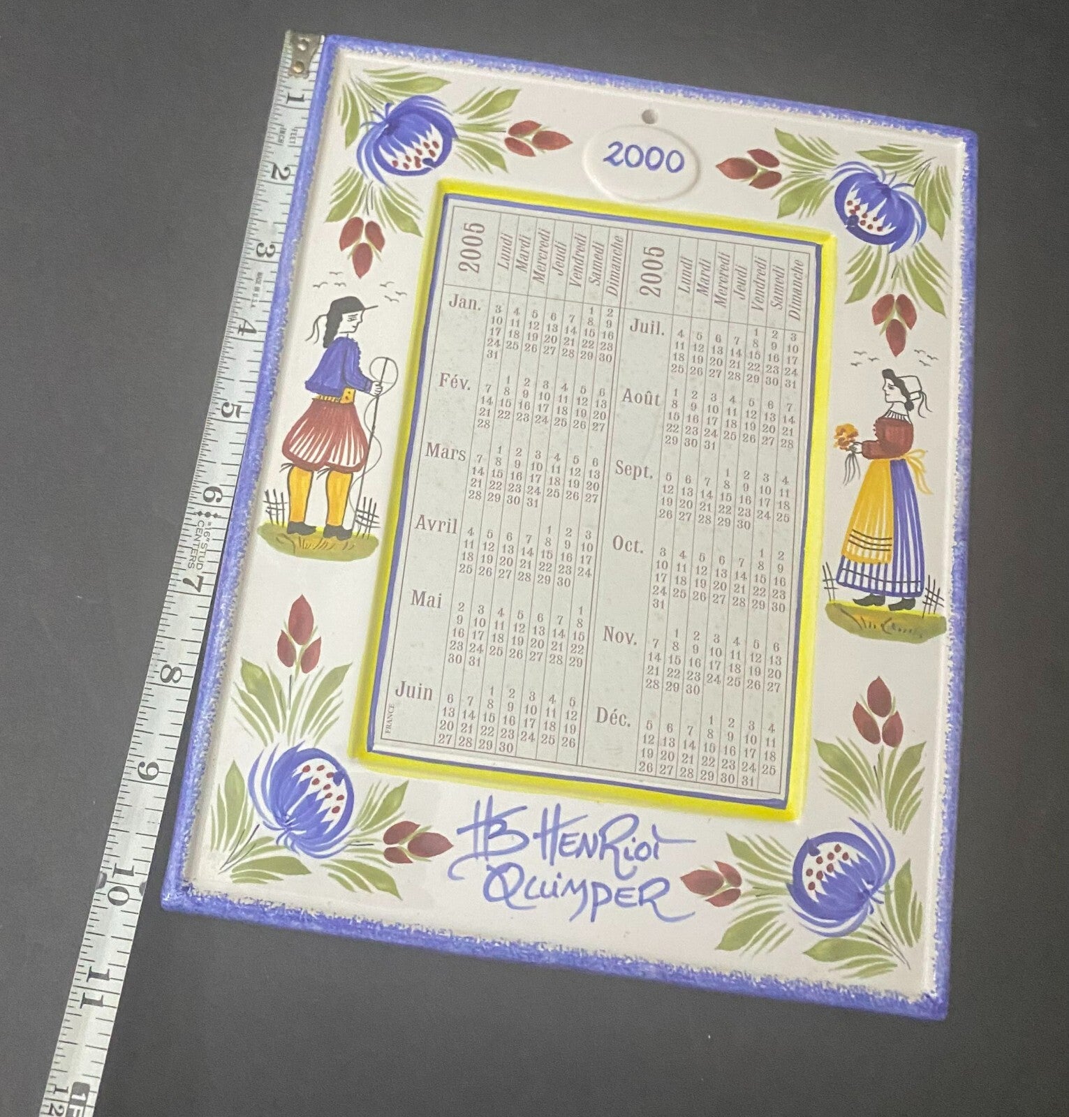 QuimPer Faïence 2000 Catalogue/ Calendar Rectangular Shaped Size 10x8 Inches