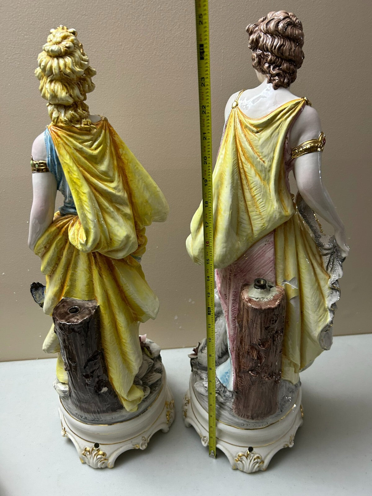 Set Of 2 Tall Italian Glazed Figurines By Domenico Poloniato