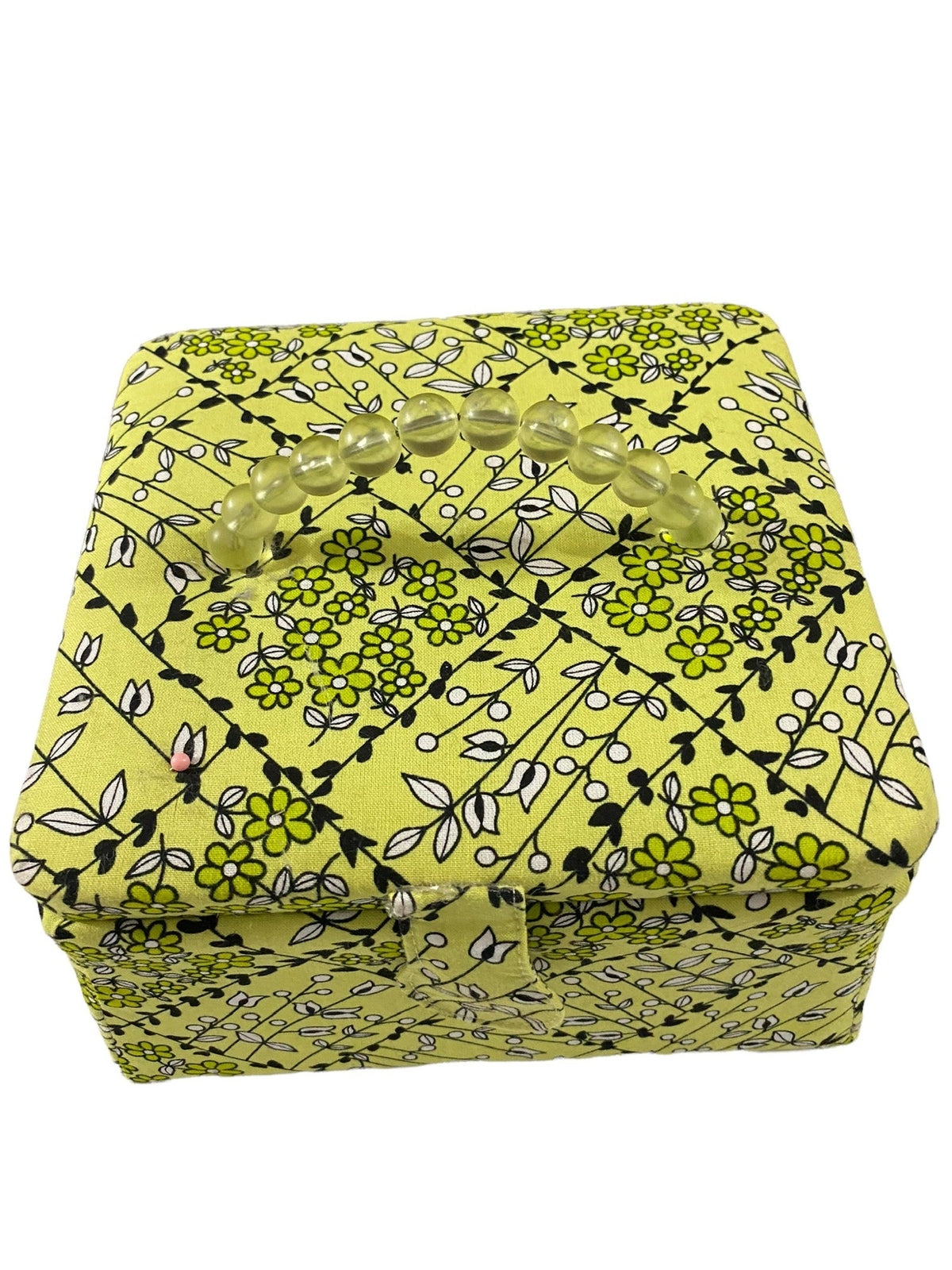 Green Floral Sewing Basket