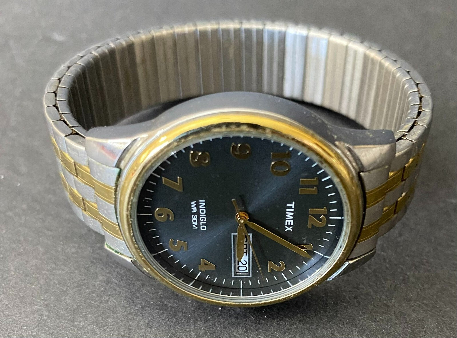 Vintage Timex Unisex Silver Indiglo 30M Water Resistant Stainless Steel Watch