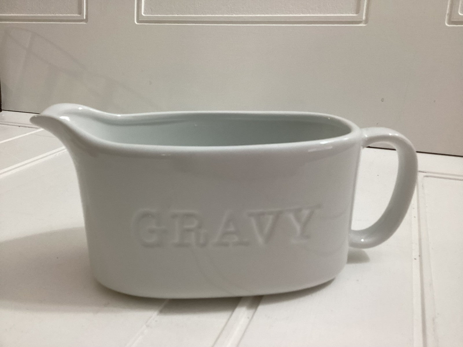 Our Table Simply White Porcelain Gravy Boat - Used Condition