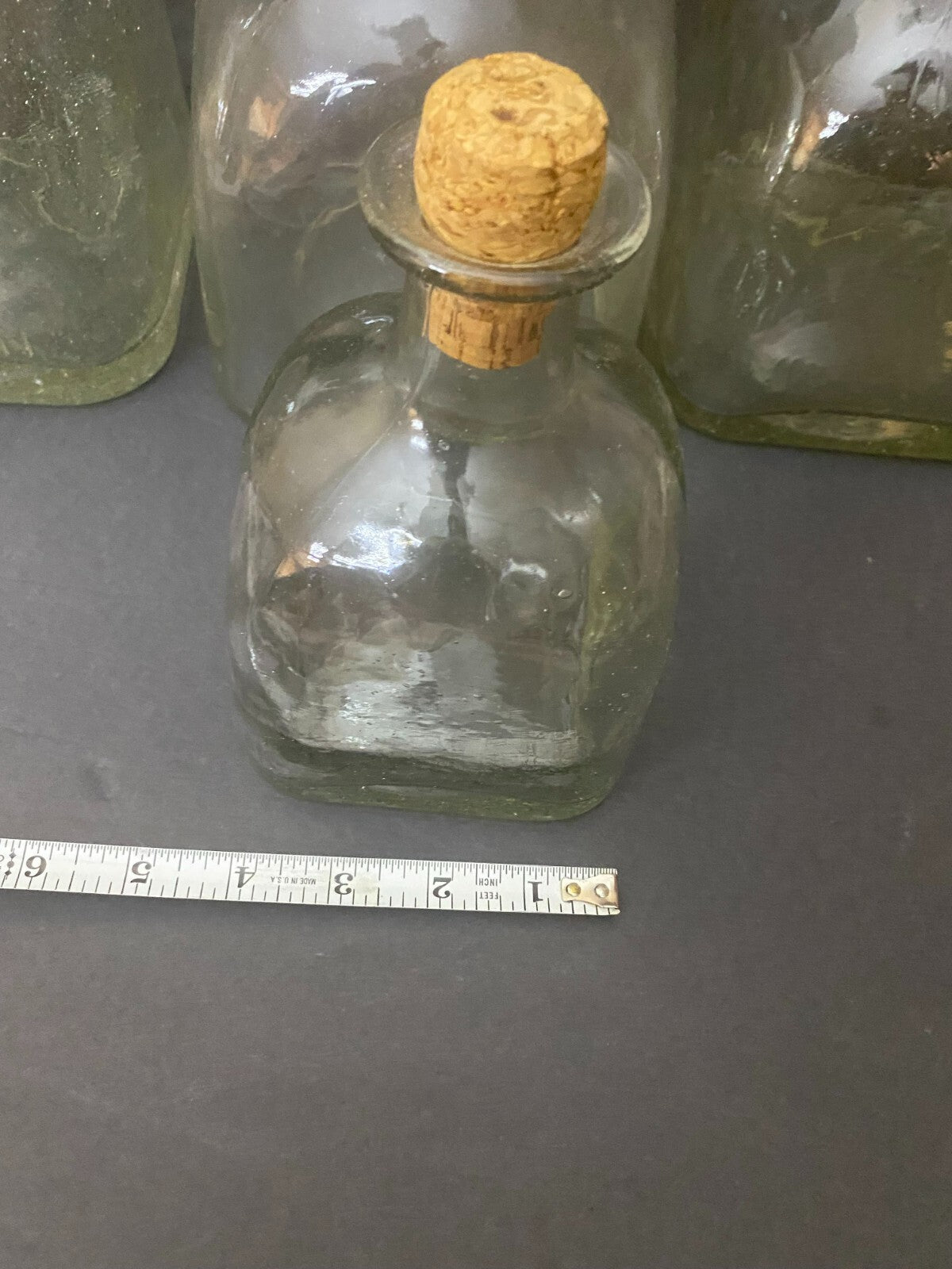 Lot Of 4 Clear Glass Patron Display Tequila Decanters With Cork Lid