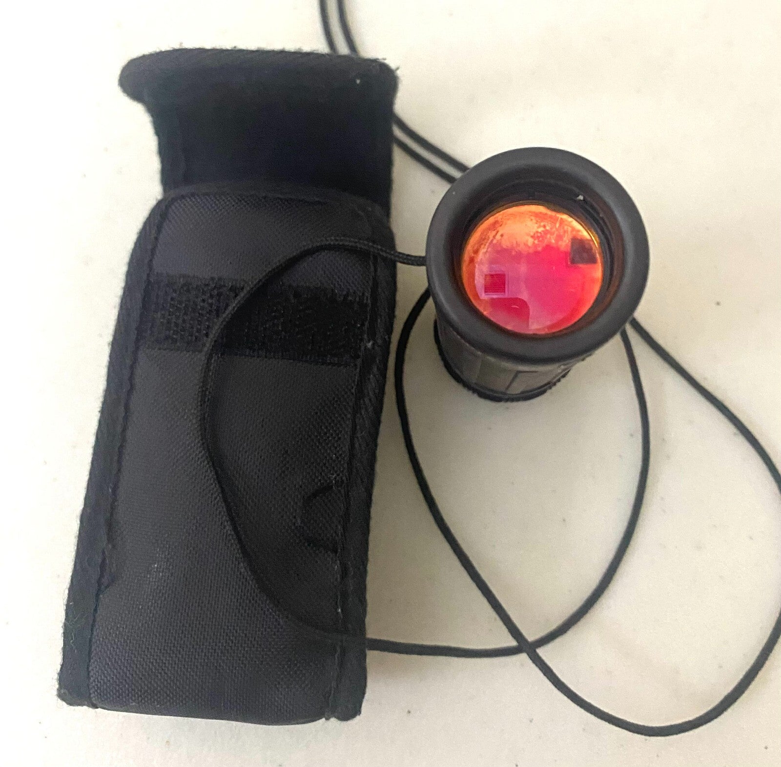 Vintage Black Monocular With Strap And Pouch 383 Feet / 1000 Yards
